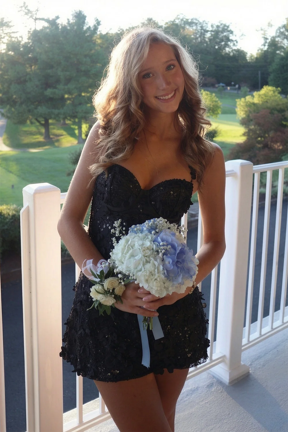 Yellow Sweetheart Sequin Floral Appliqués A-Line Homecoming Dress 