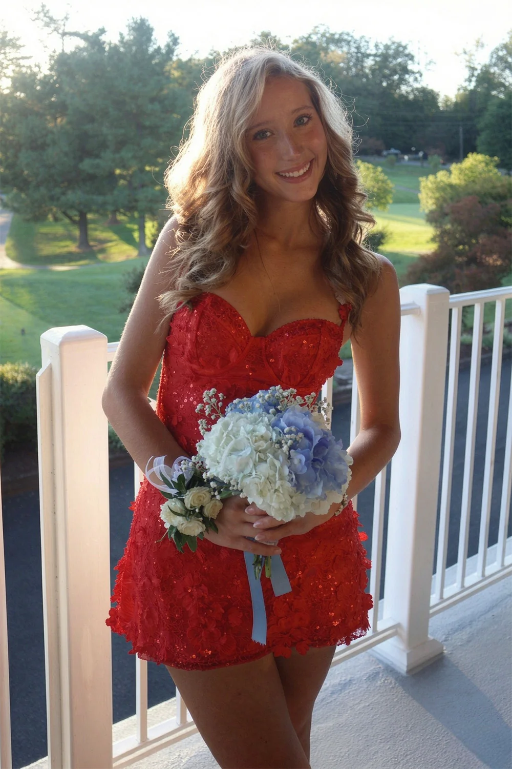 Yellow Sweetheart Sequin Floral Appliqués A-Line Homecoming Dress 