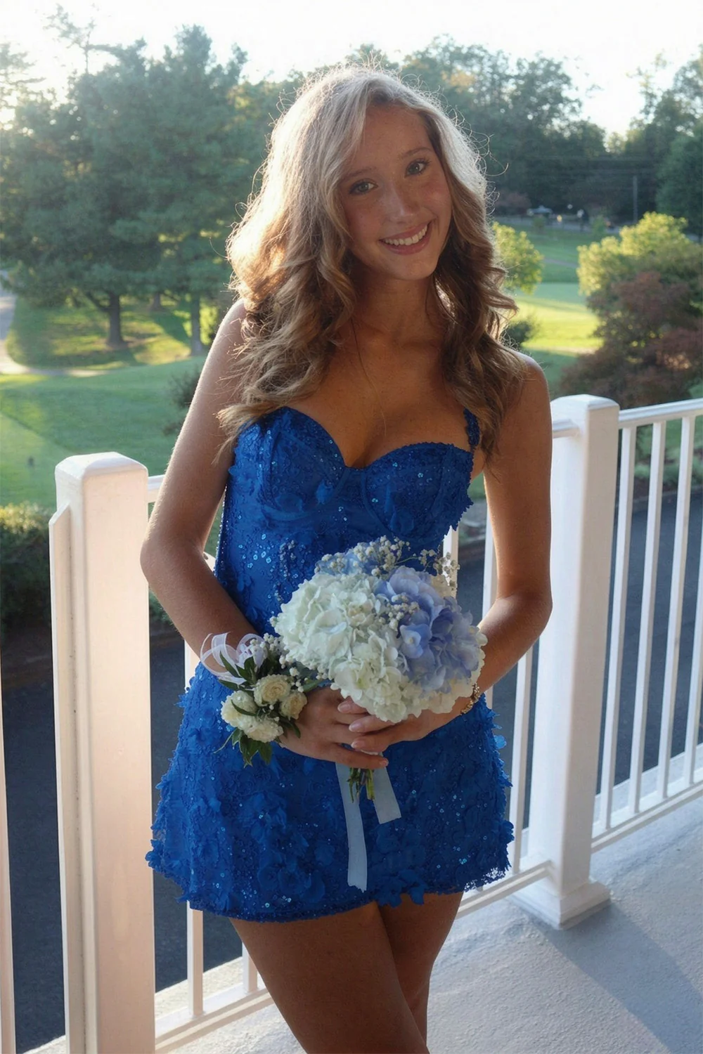 Yellow Sweetheart Sequin Floral Appliqués A-Line Homecoming Dress 