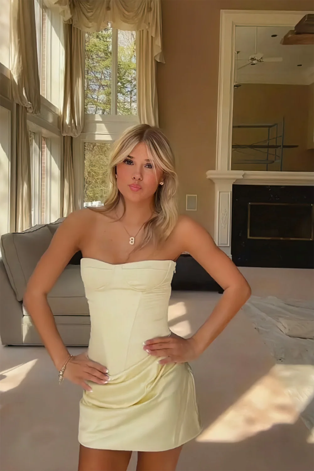 Light Blue Strapless Sweetheart Satin Corset Sheath Homecoming Dress