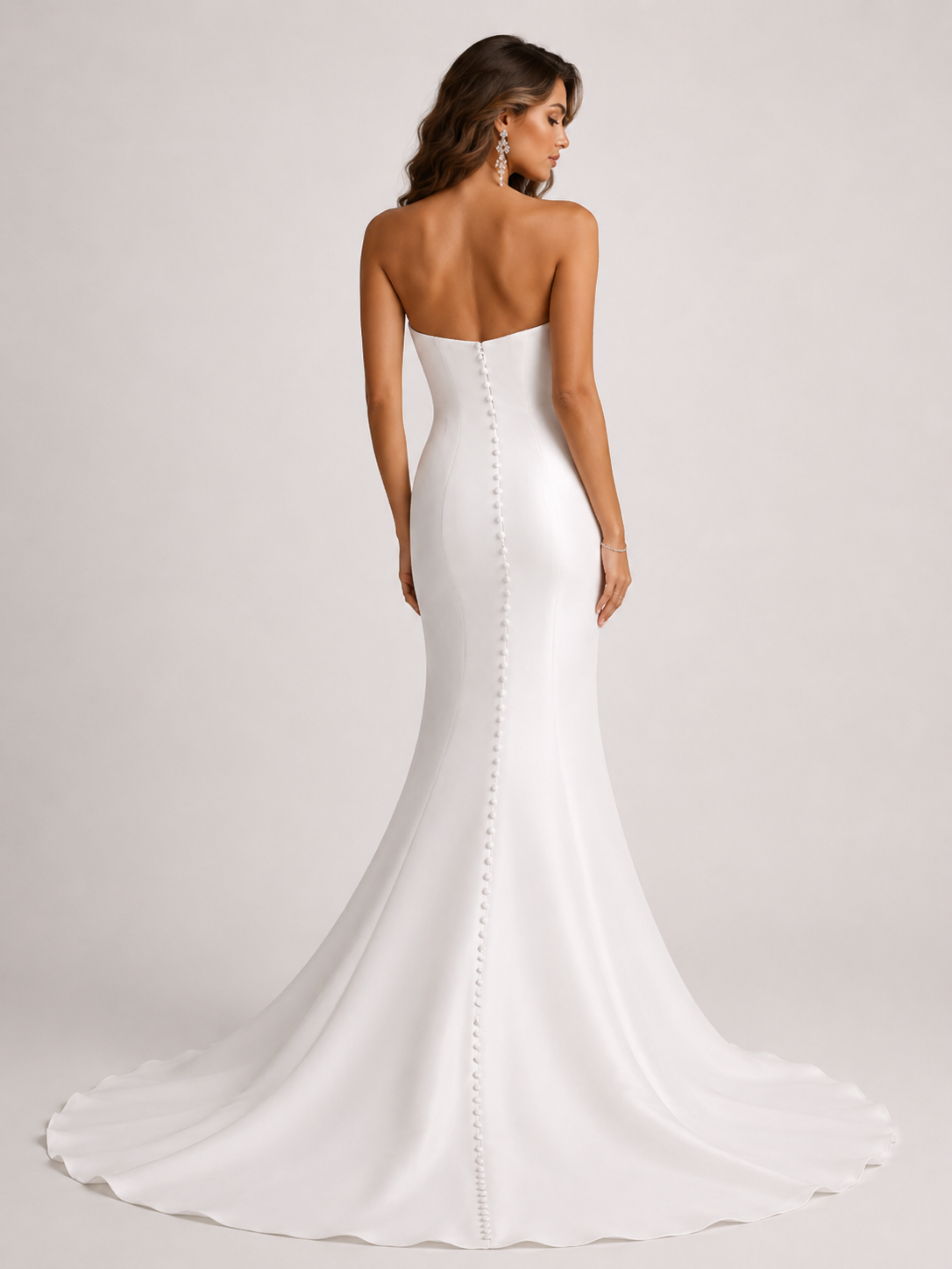 White Mermaid Strapless Mikado Satin Wedding Dress