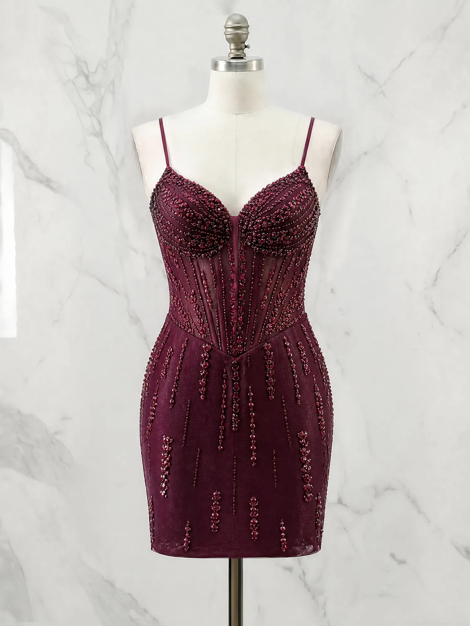 Beaded Corset Bodycon Homecoming Dress Mini Dress