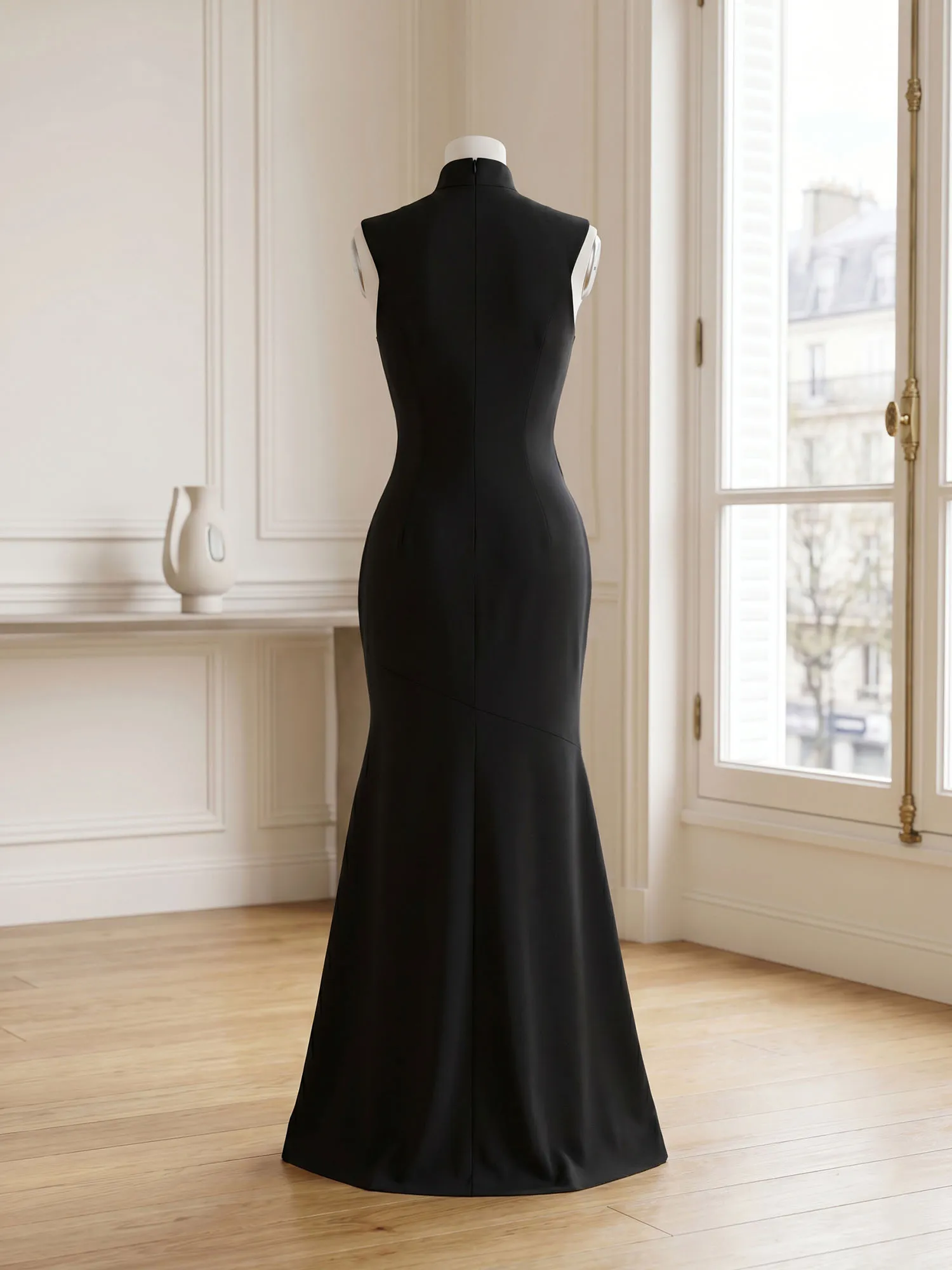 High Neck Asymmetric Cutout Mermaid Evening Gown