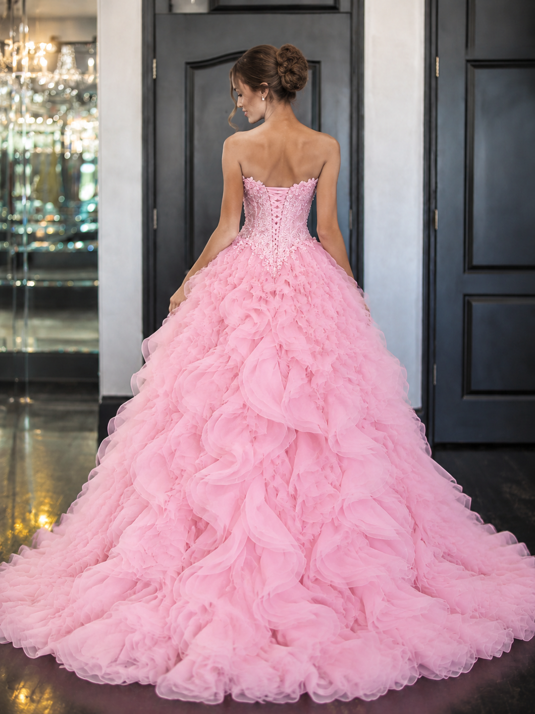 Virginia Prom Pevafe Prom Dress Enchanting Pink Strapless Sweetheart Lace Appliqué ...