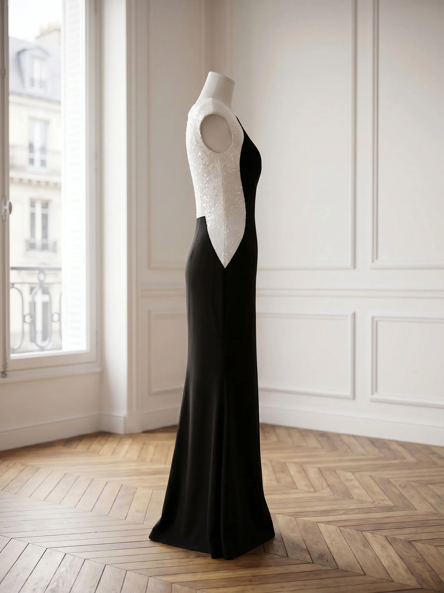 Bateau Neck Sequins Cap Sleeve Mermaid Evening Gown