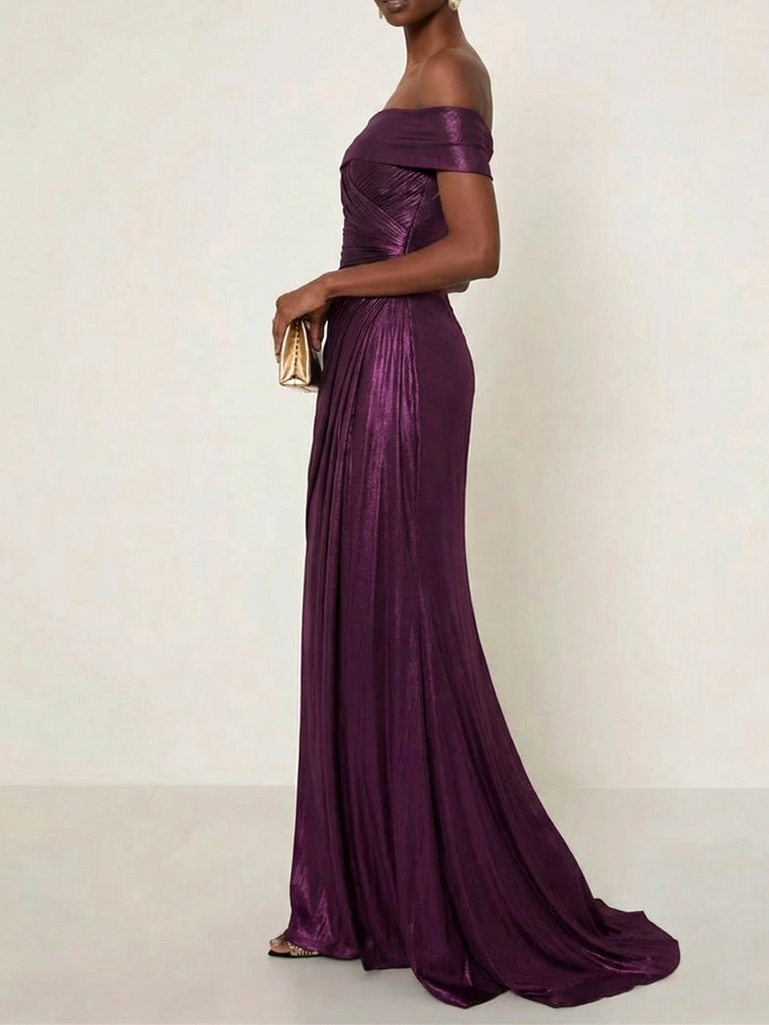 Evening Formal Dress Off the Shoulder Silver Silk Ruffles Strapless Maxi Dress