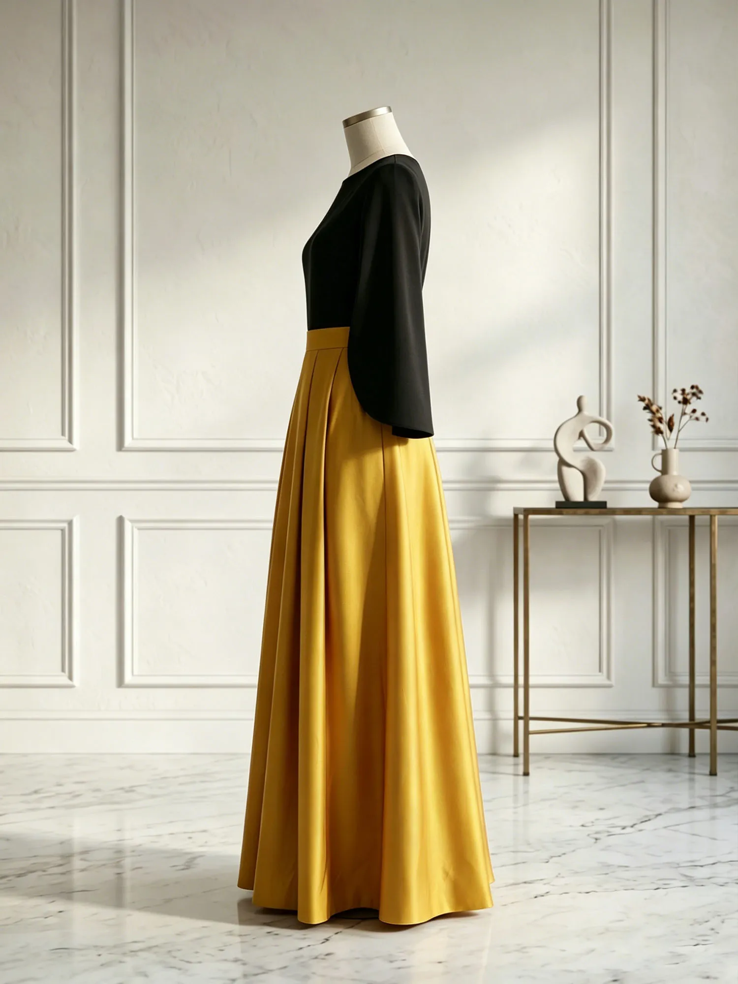 Two-Piece Cape Sleeve Satin Ball Gown Evening Dress
