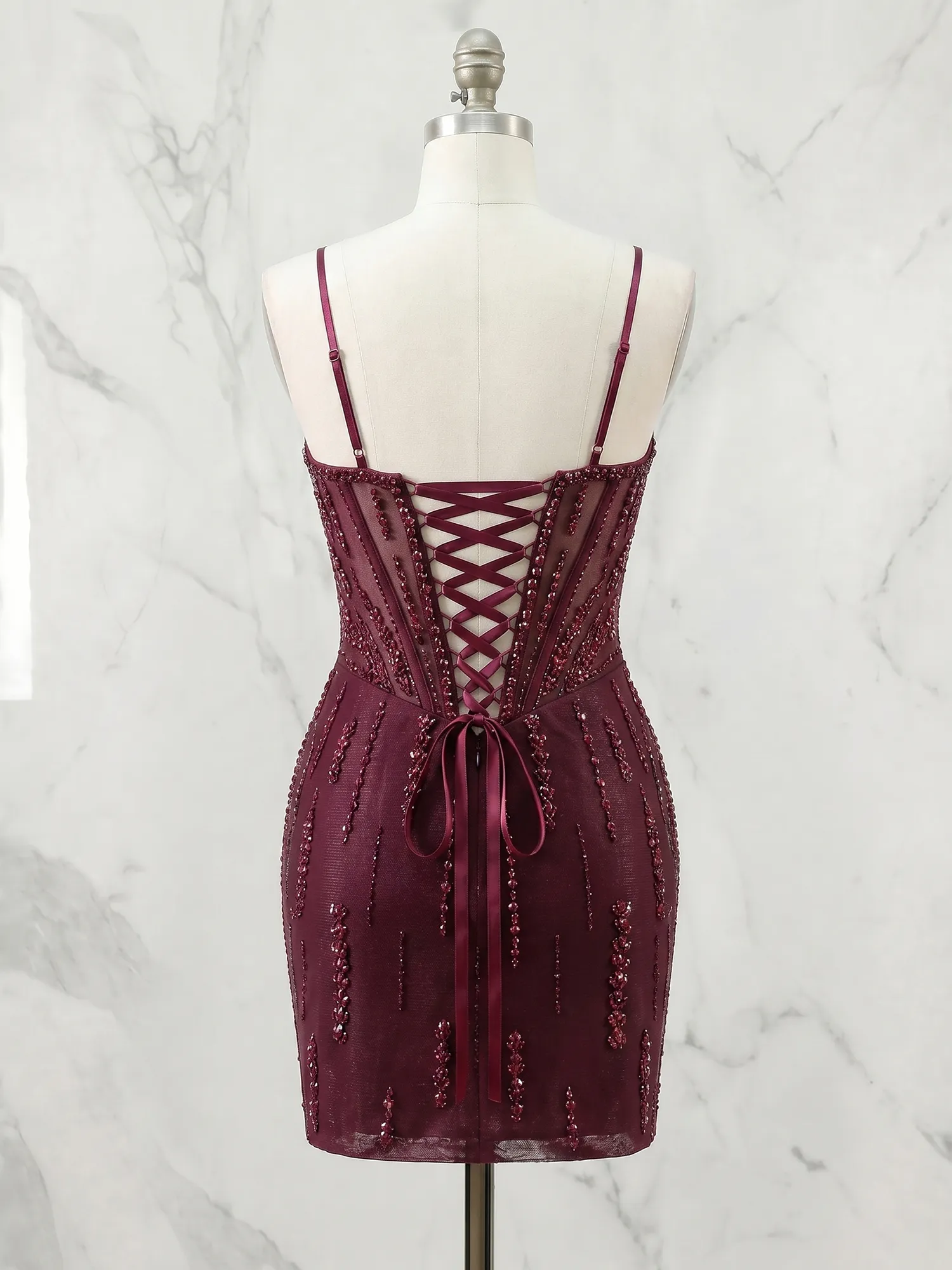 Beaded Corset Bodycon Homecoming Dress Mini Dress