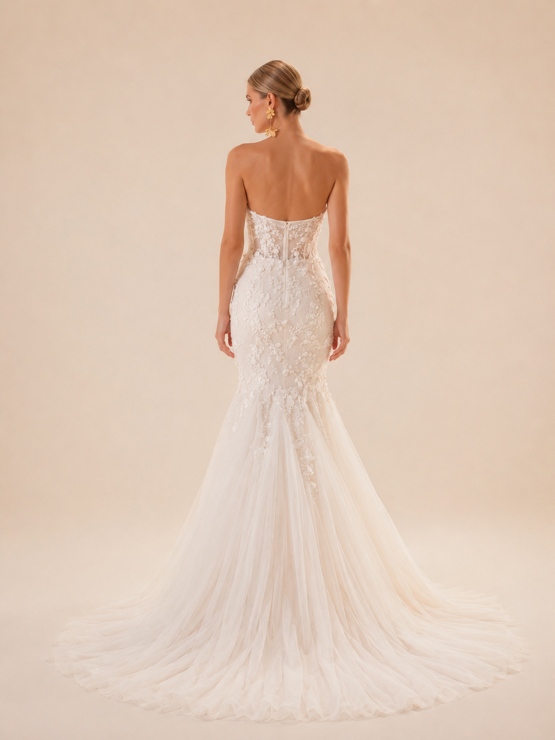 White Strapless Sweetheart Beaded Mermaid Wedding Dress 