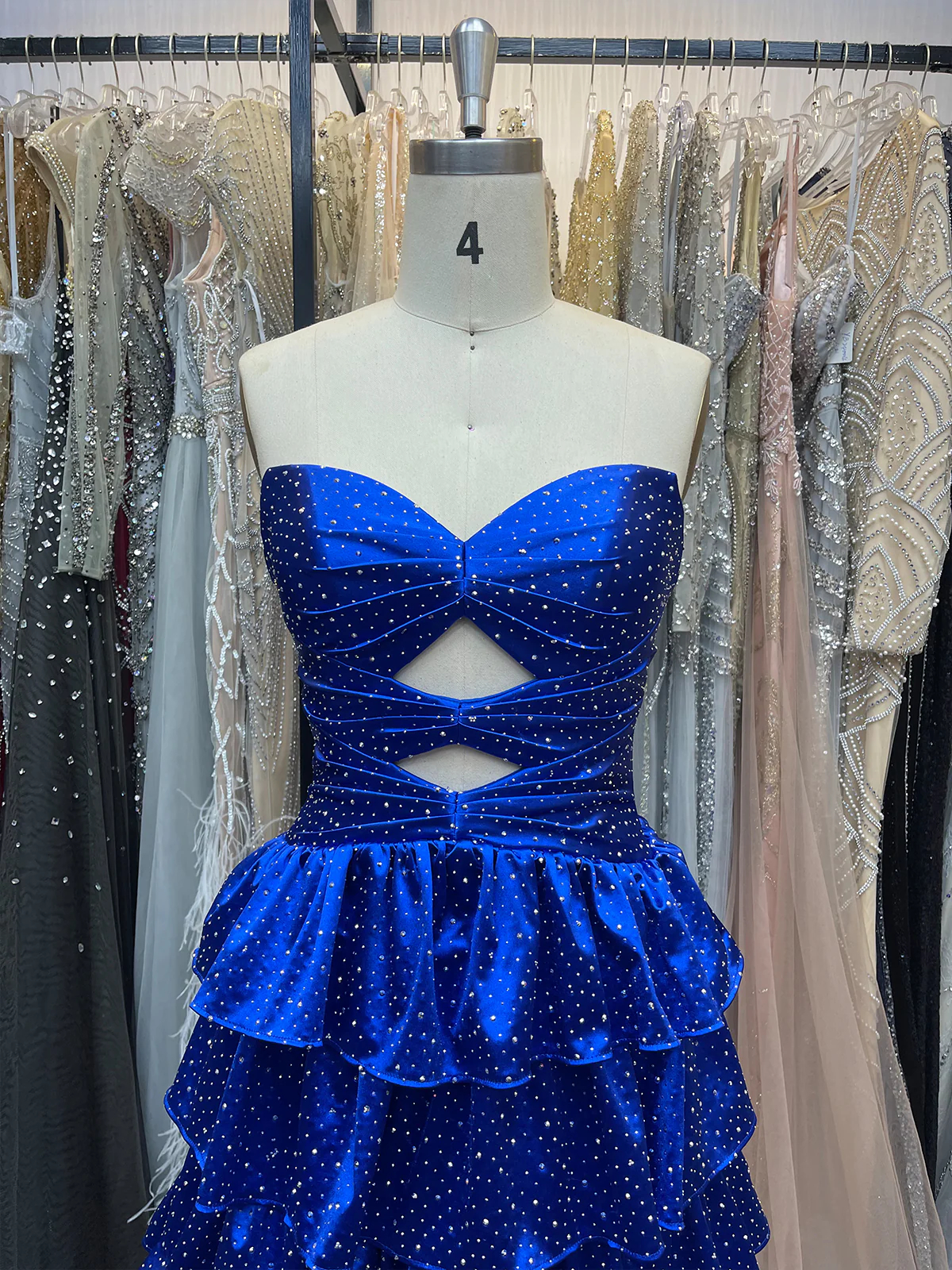 Sparkly Royal Blue Sweetheart A-Line Long Prom Dress with Keyhole