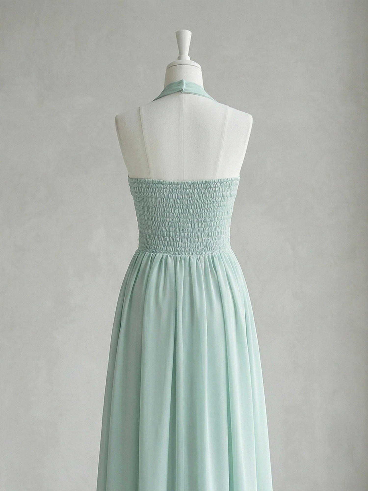 Elegant Sage Green Halter Chiffon Maxi Gown