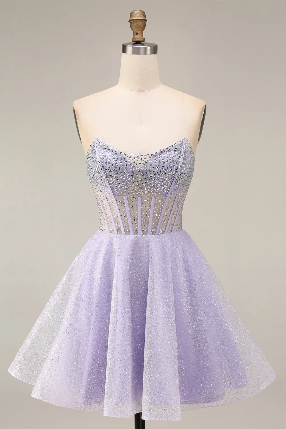 Radiant Lilac Sequin Corset Cocktail Dress Homecoming Dress