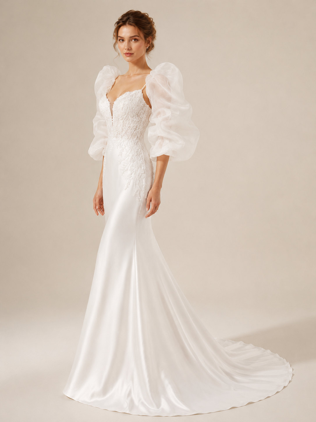 White Sweetheart Lace Mermaid Maxi Wedding Dress 
