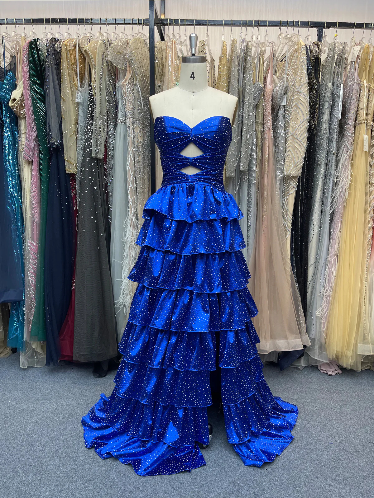 Sparkly Royal Blue Sweetheart A-Line Long Prom Dress with Keyhole