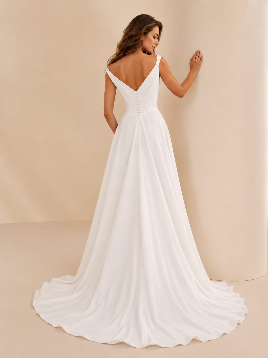 White Structured Corset Bodice A-Line Maxi Wedding Dress 