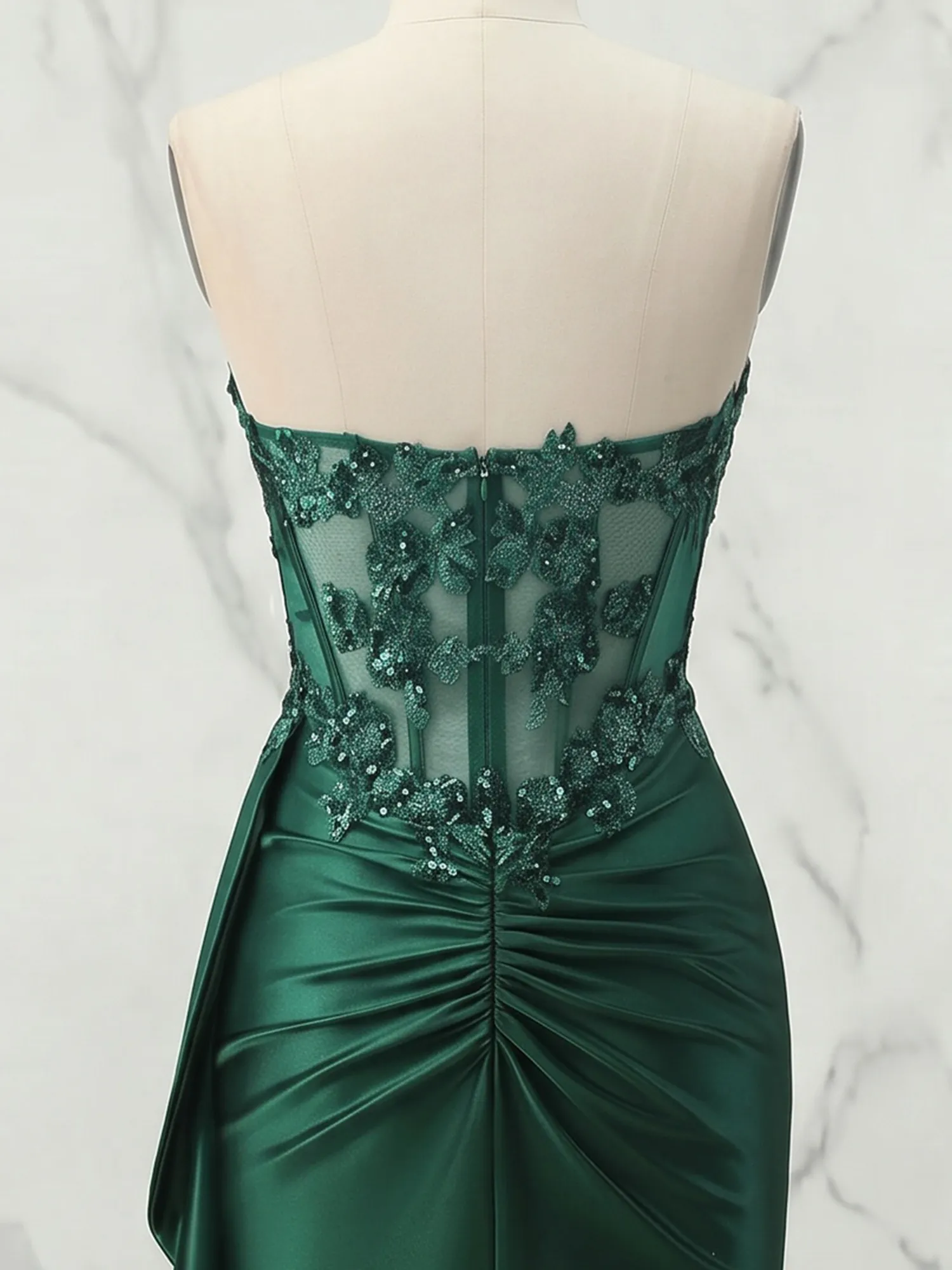Strapless Lace Corset Satin Homecoming Dress with Draped Skirt