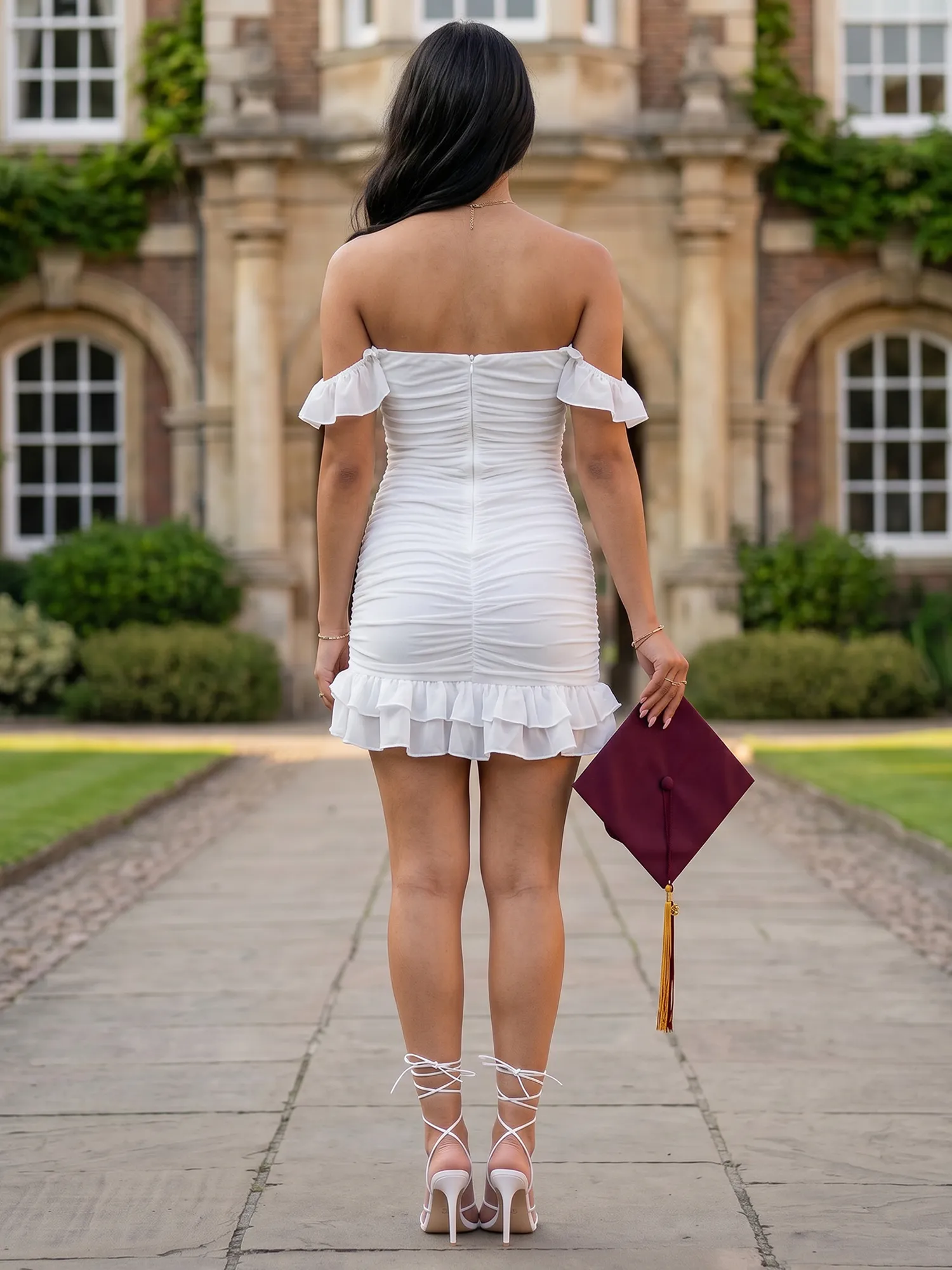 Off-the-Shoulder Ruched Chiffon Bodycon Homecoming Dress