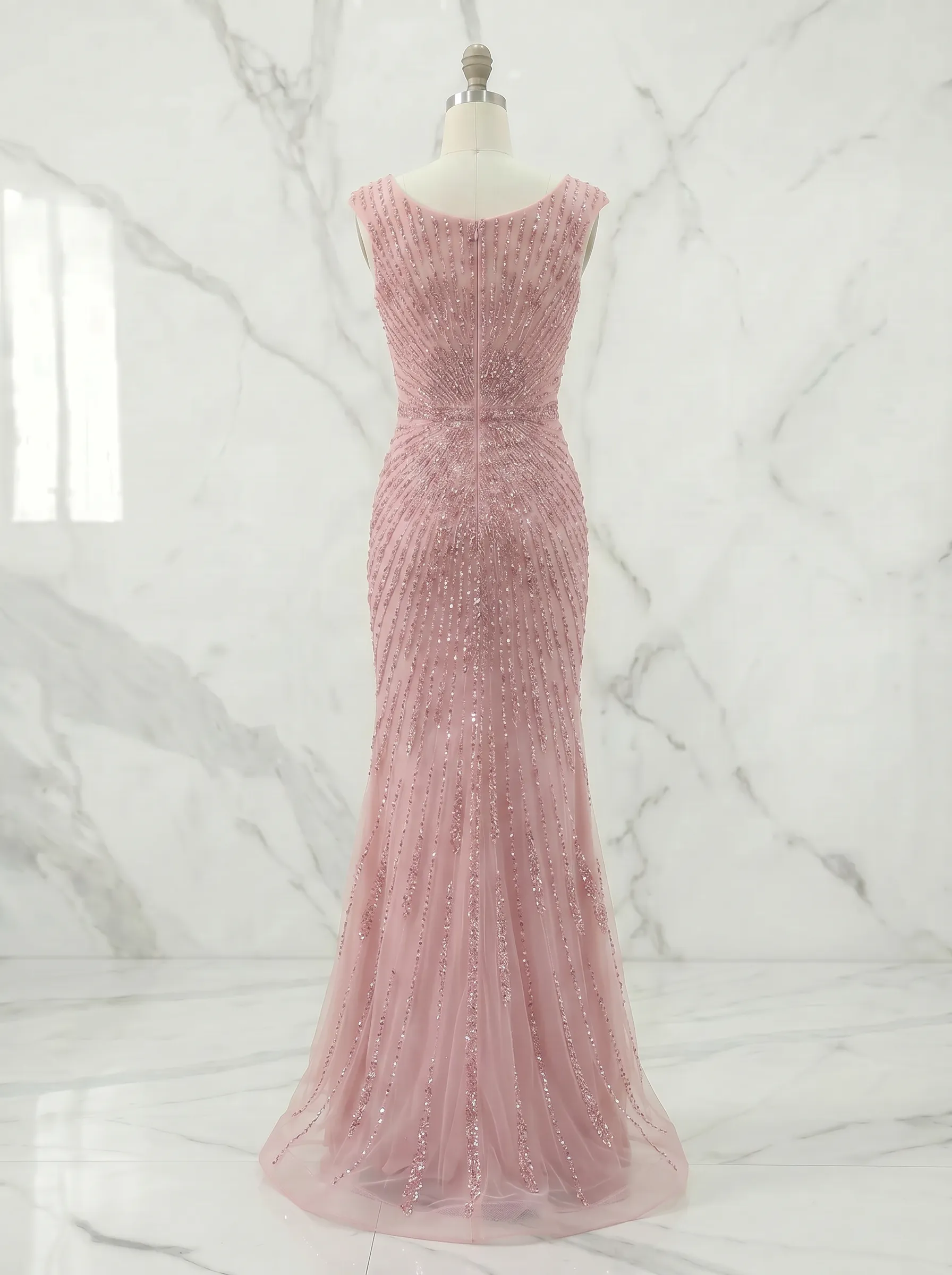 Off-the-Shoulder Beaded Mermaid Prom Gown with Front Slit