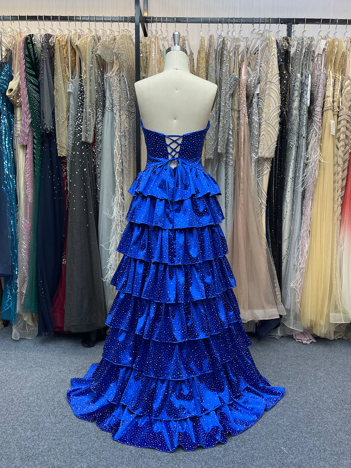 Sparkly Royal Blue Sweetheart A-Line Long Prom Dress with Keyhole