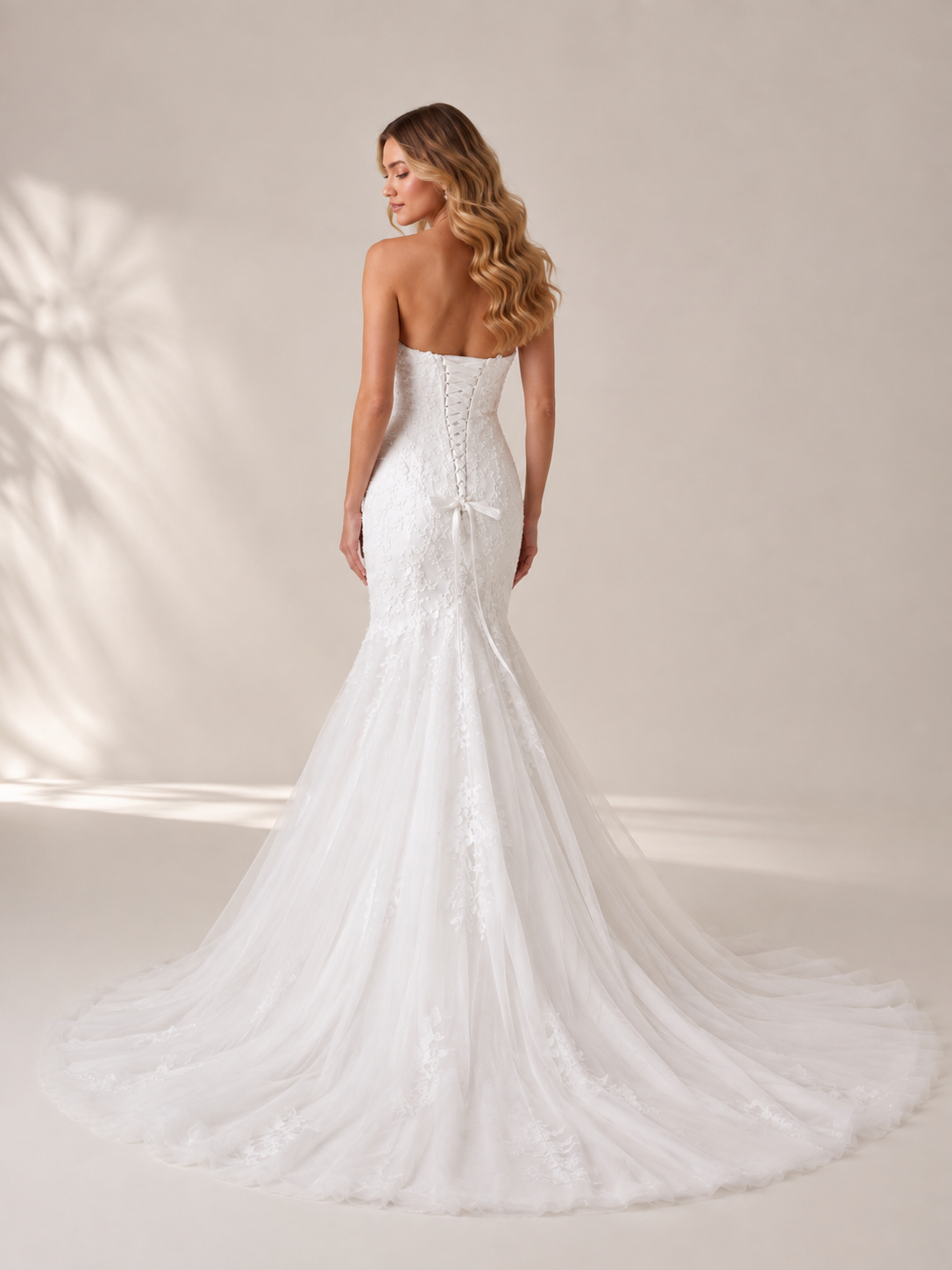  White Mermaid Strapless Sweetheart Tulle Wedding Dress with Matching Chiffon Cape