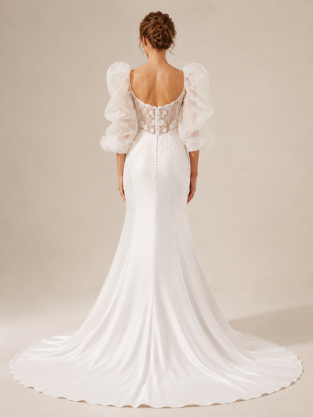 White Sweetheart Lace Mermaid Maxi Wedding Dress 