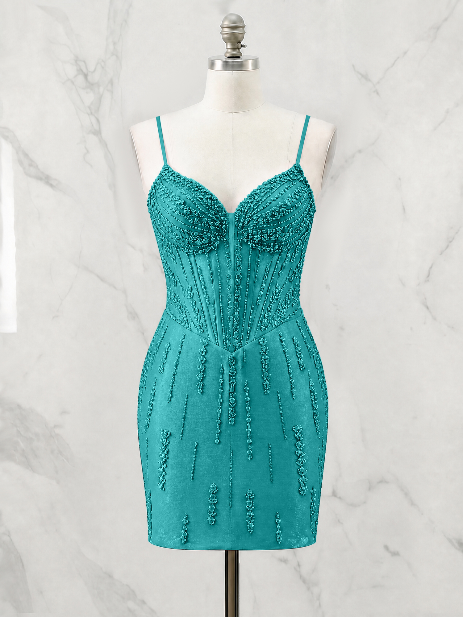 Beaded Corset Bodycon Homecoming Dress Mini Dress