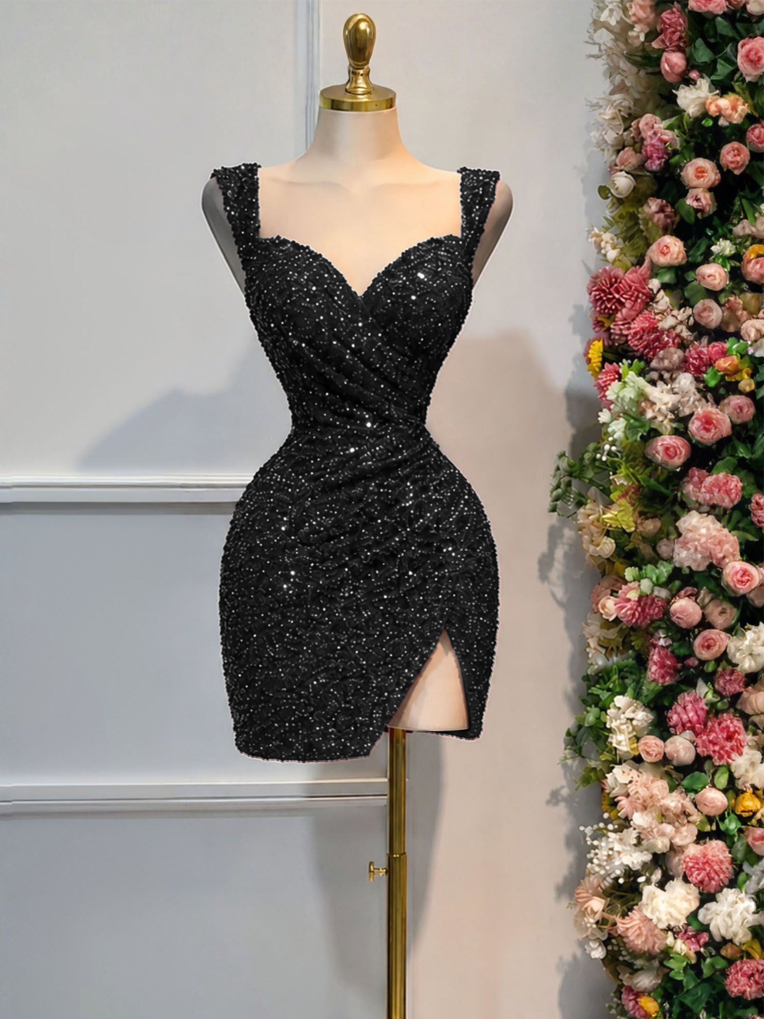 Black Sequin Cocktail Dress Homecoming Dress