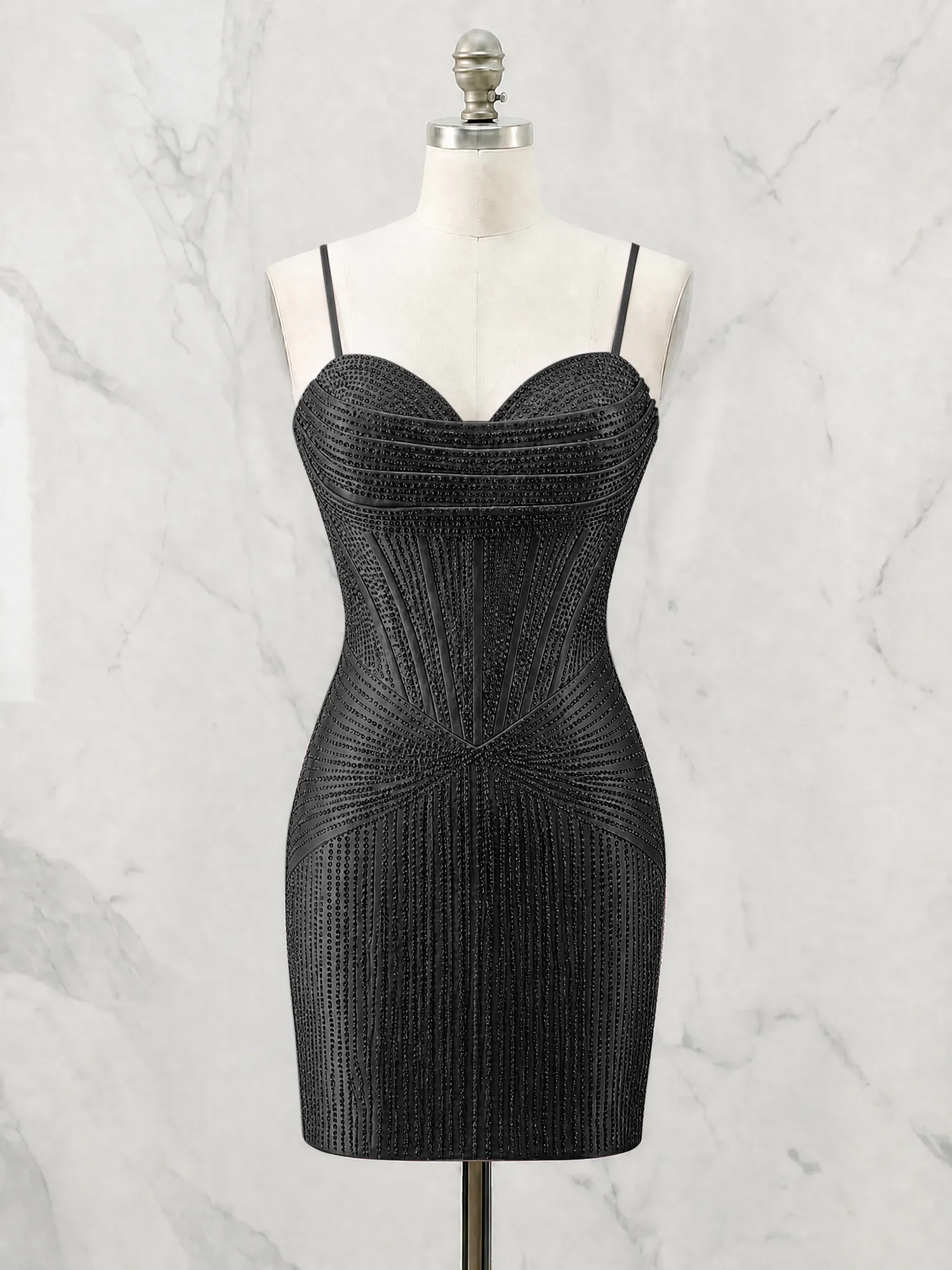 Spaghetti Strap Beaded Corset Homecoming Dress Mini Dress