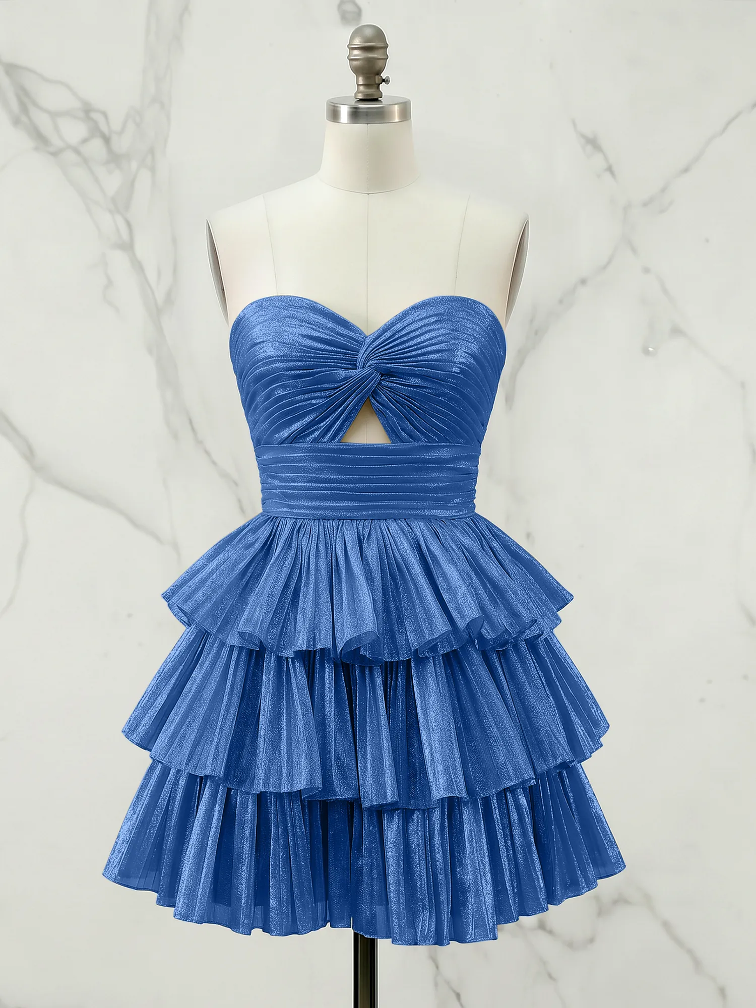 A Line Strapless Tiered Ruffle Homecoming Dress