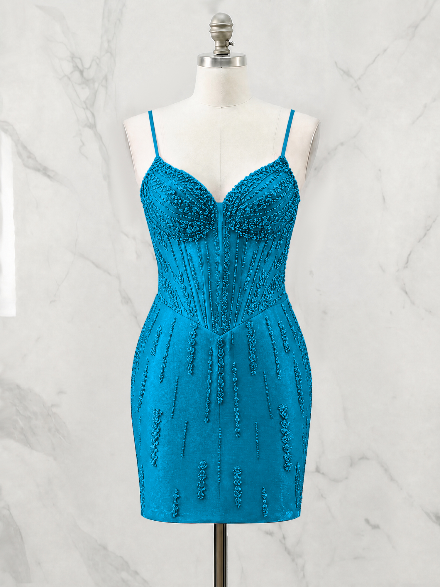 Beaded Corset Bodycon Homecoming Dress Mini Dress