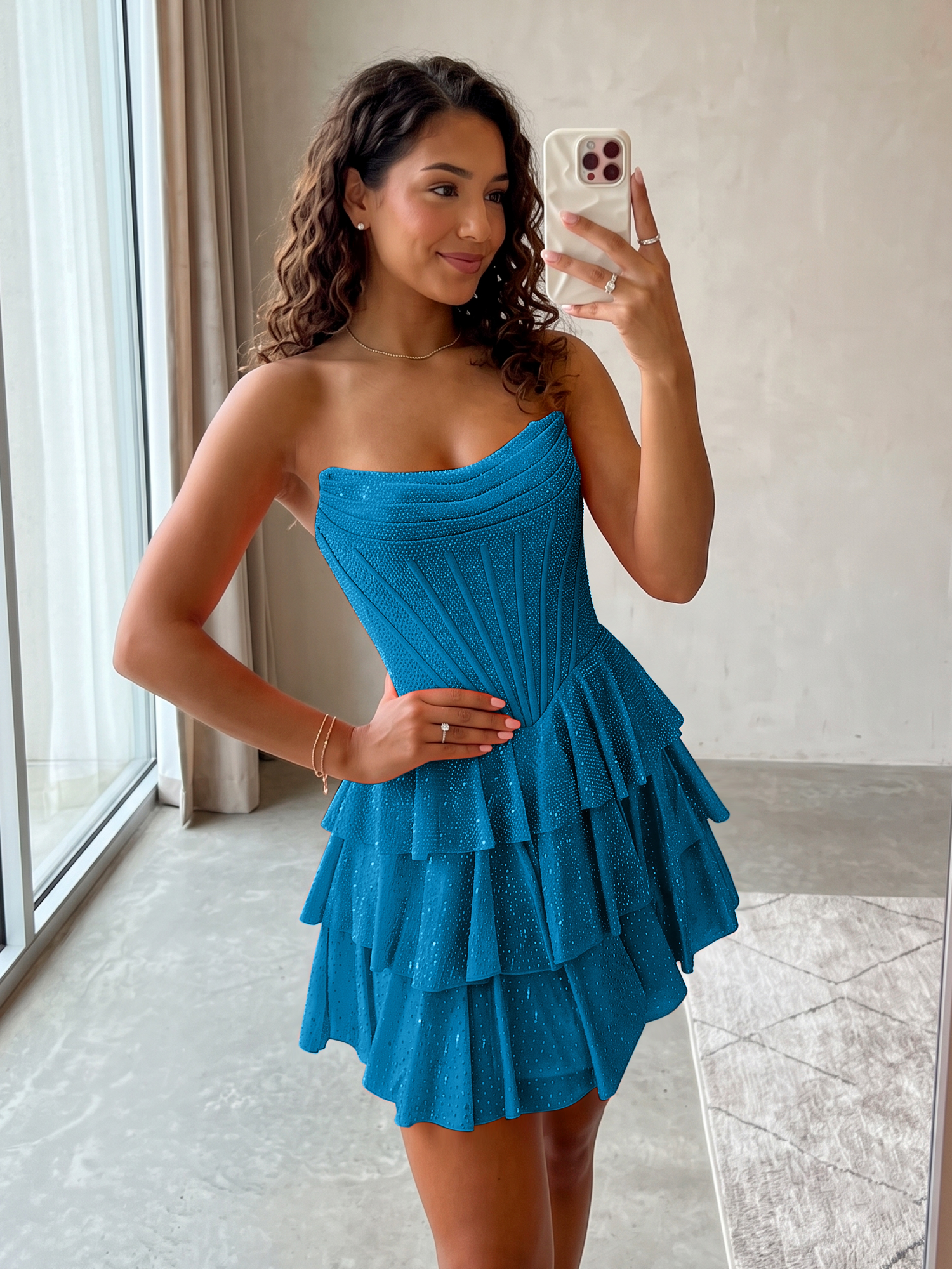 Elegant Floral Appliqué Off-Shoulder A-Line Homecoming Dress
