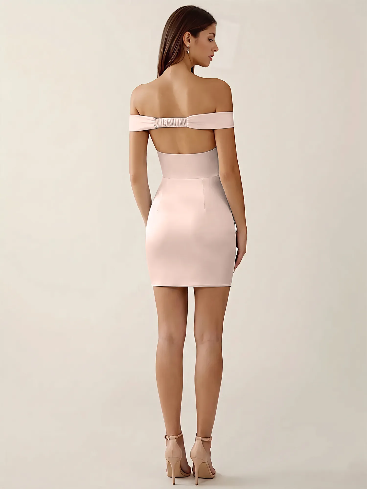 Off-the-Shoulder Satin Bodycon Homecoming Mini Dress