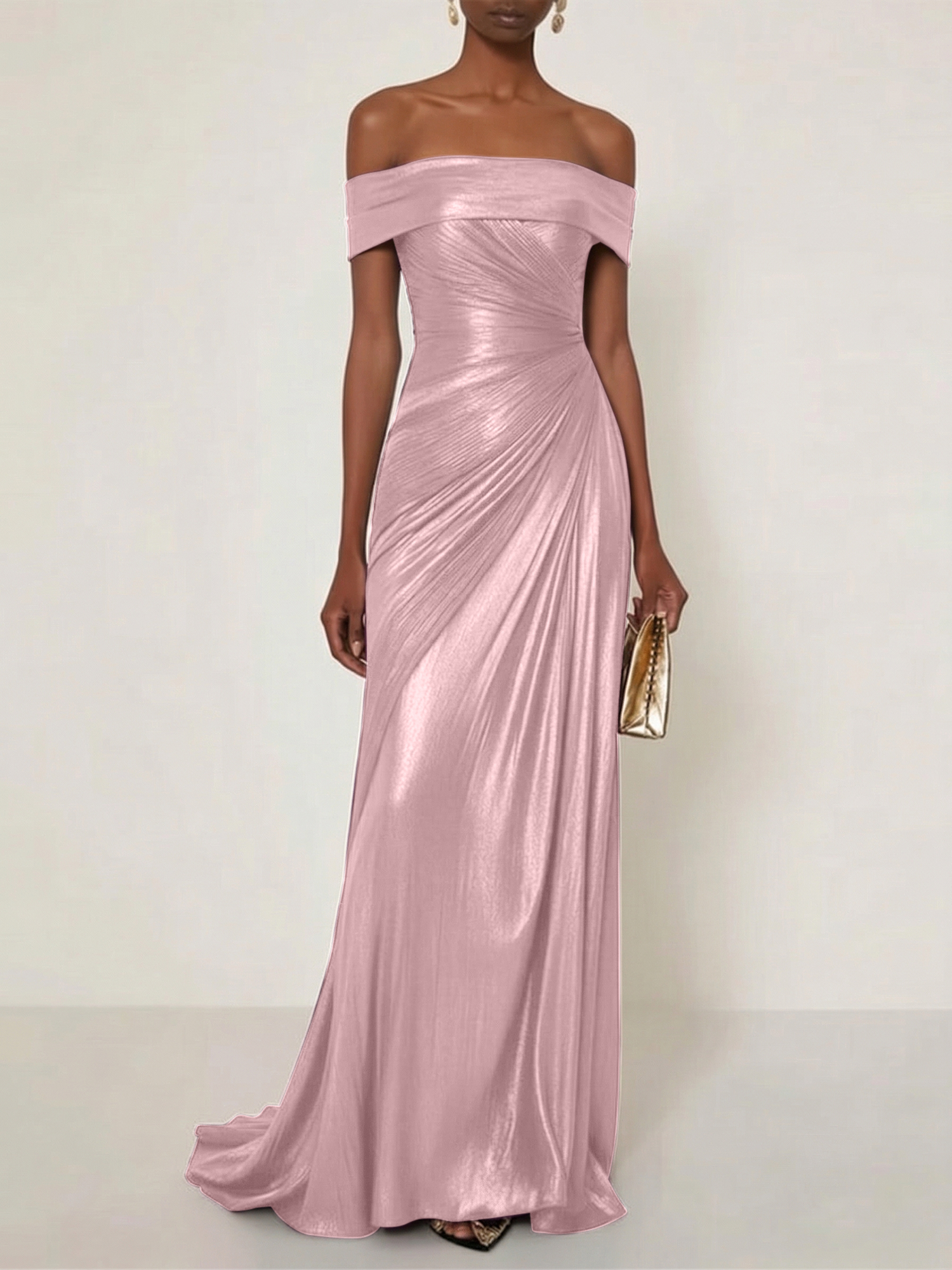 Evening Formal Dress Off the Shoulder Silver Silk Ruffles Strapless Maxi Dress
