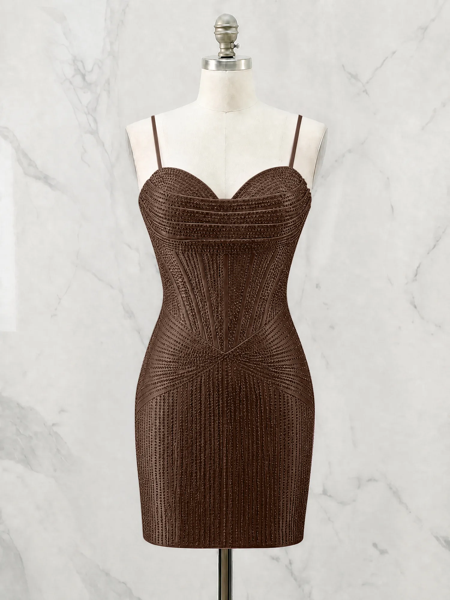 Spaghetti Strap Beaded Corset Homecoming Dress Mini Dress