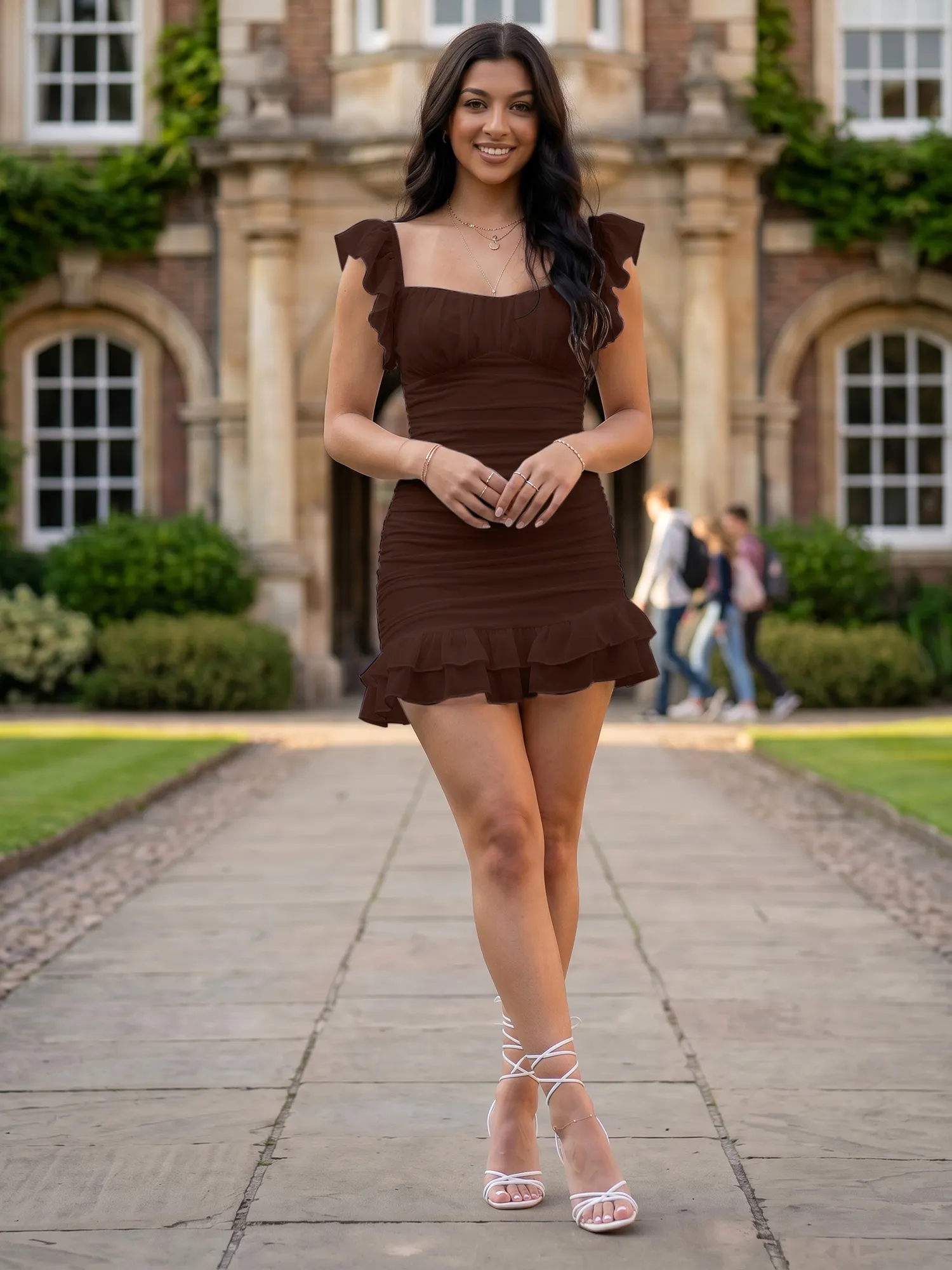 Off-the-Shoulder Ruched Chiffon Bodycon Homecoming Dress