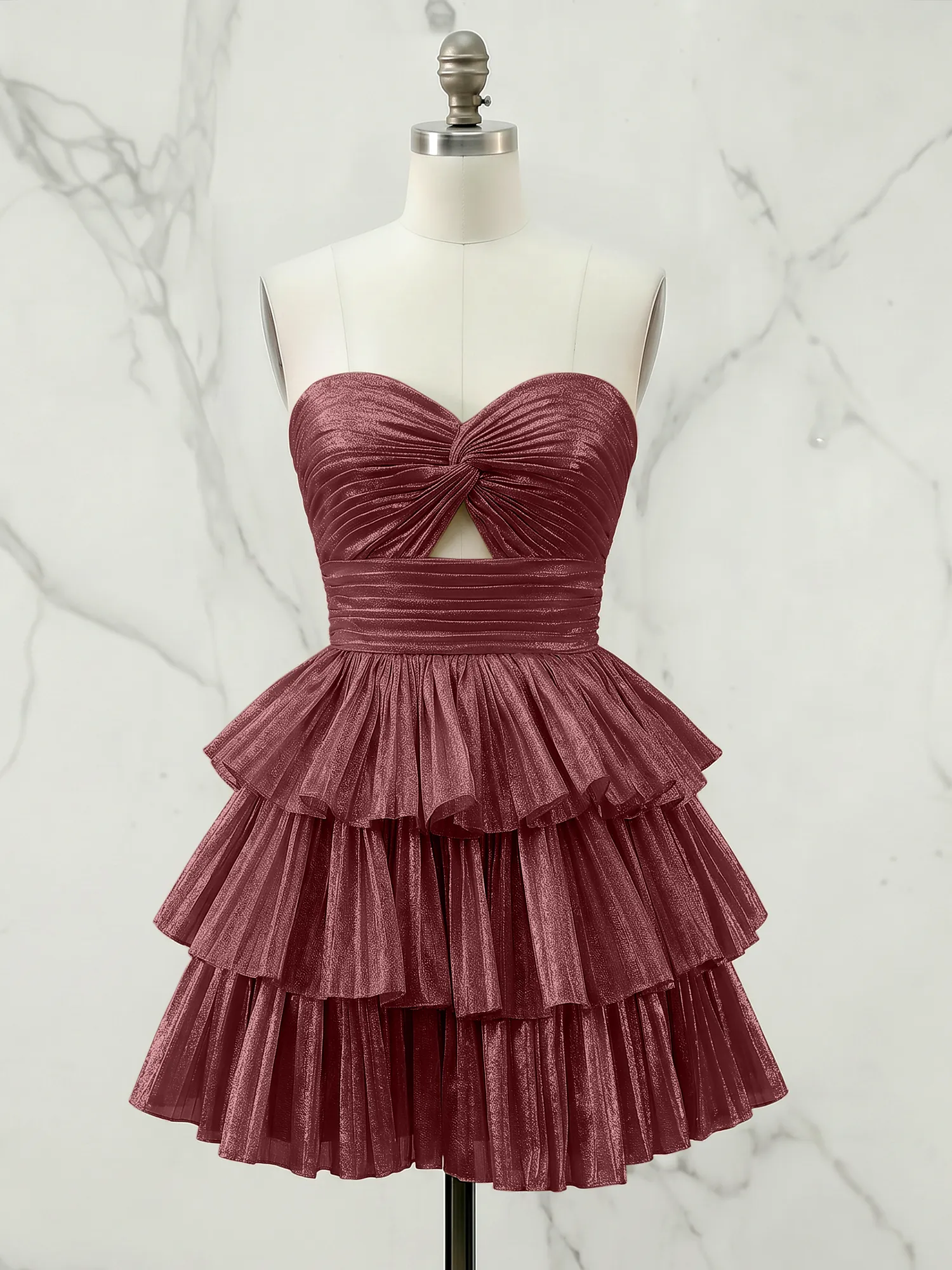 A Line Strapless Tiered Ruffle Homecoming Dress