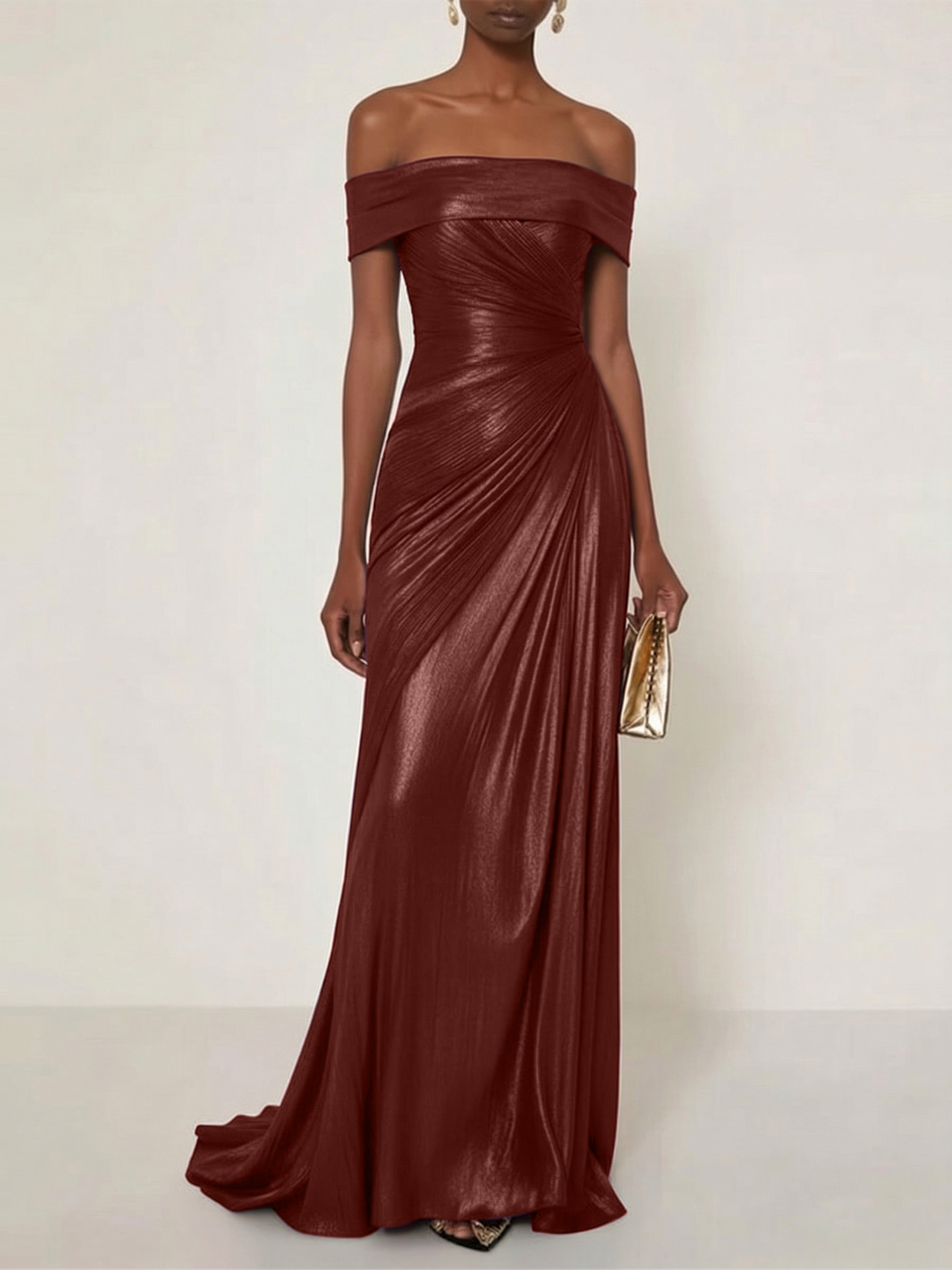 Evening Formal Dress Off the Shoulder Silver Silk Ruffles Strapless Maxi Dress