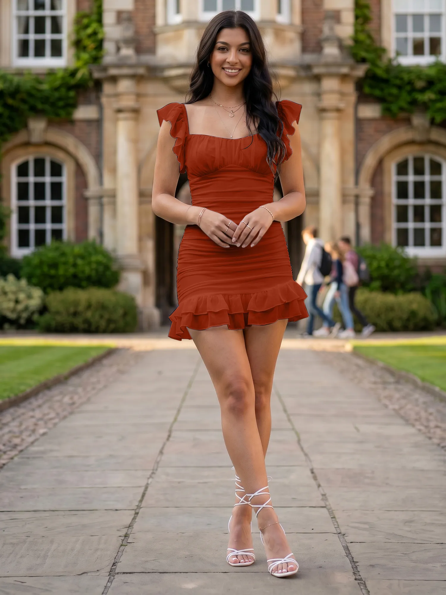 Off-the-Shoulder Ruched Chiffon Bodycon Homecoming Dress