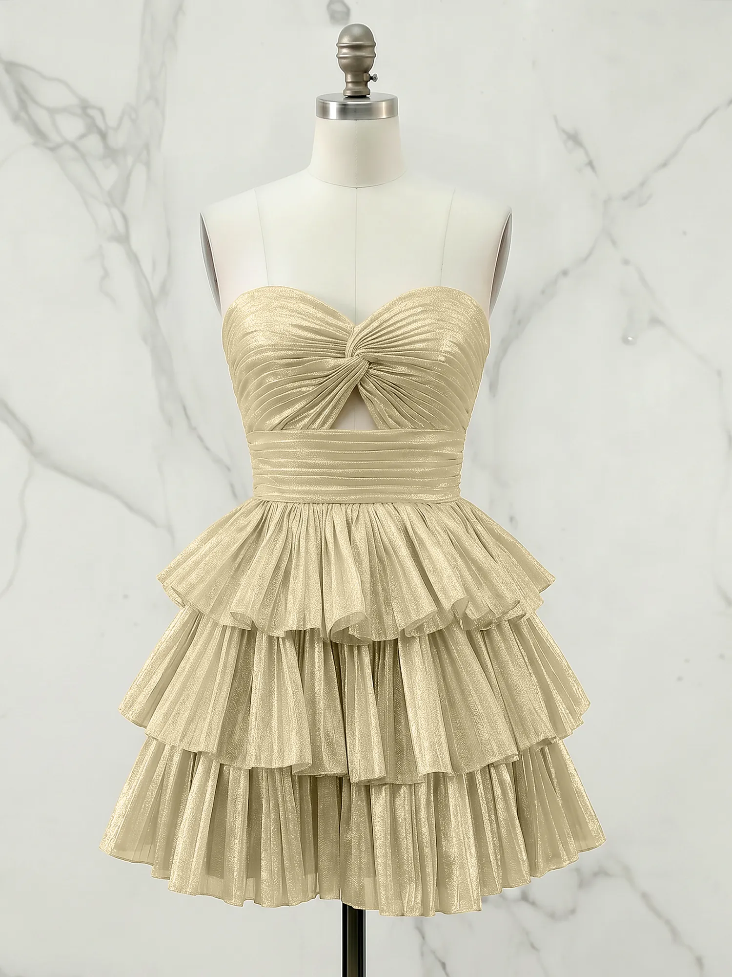 A Line Strapless Tiered Ruffle Homecoming Dress