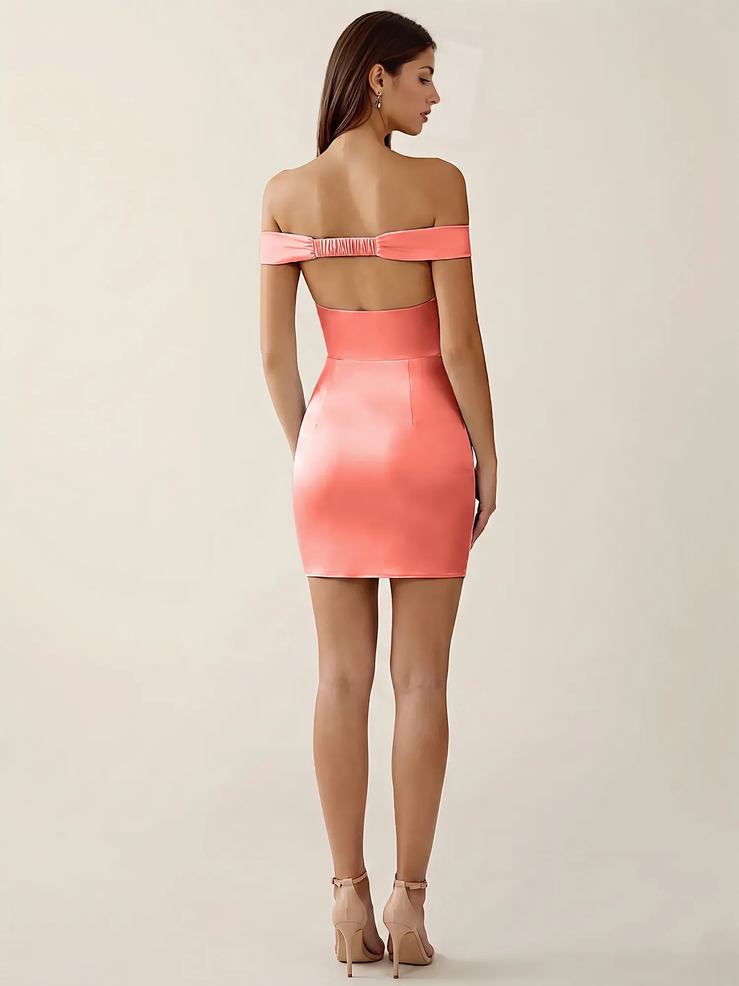 Off-the-Shoulder Satin Bodycon Homecoming Mini Dress