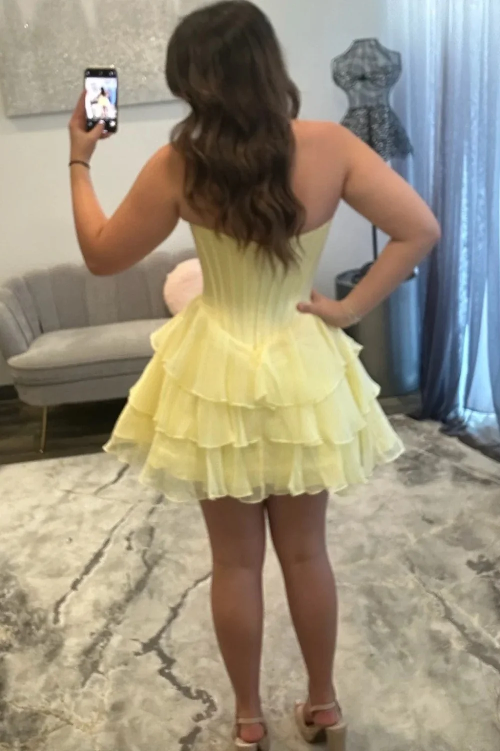 Cute Blue A-Line Sweetheart Strapless Homecoming Dress 