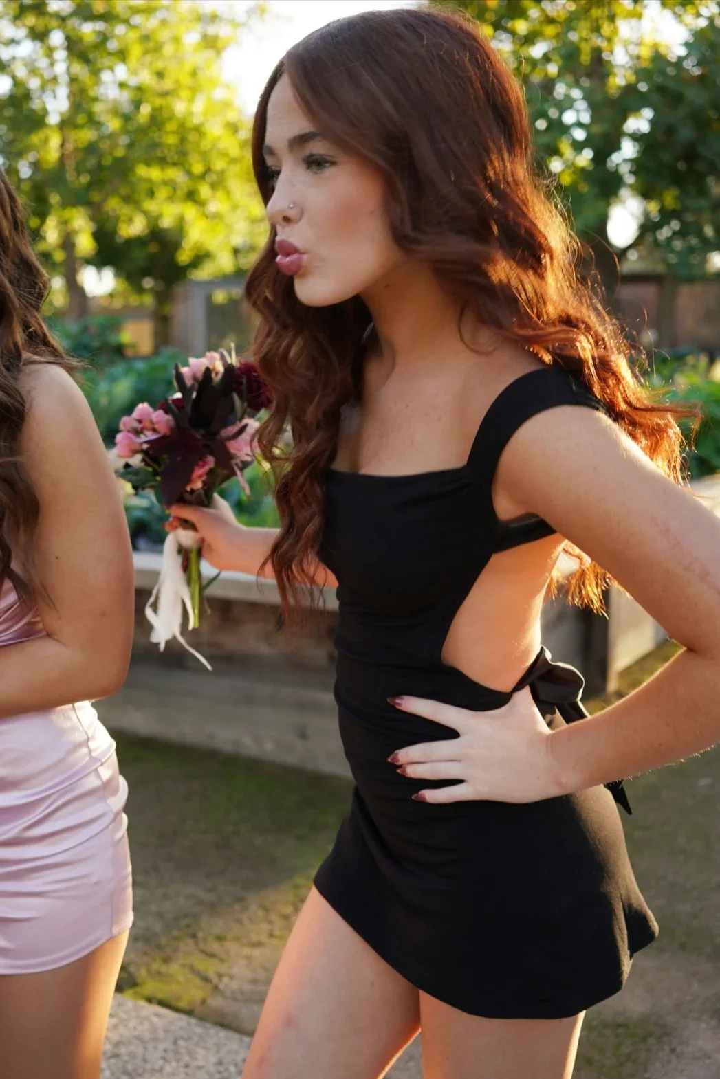 Luminous Black Square Neck Satin Homecoming Dress with Bowknot