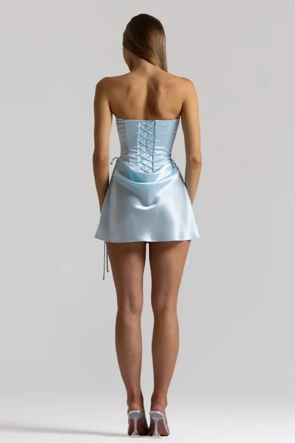 Cute Sweetheart Satin Strapless Homecoming Dress 