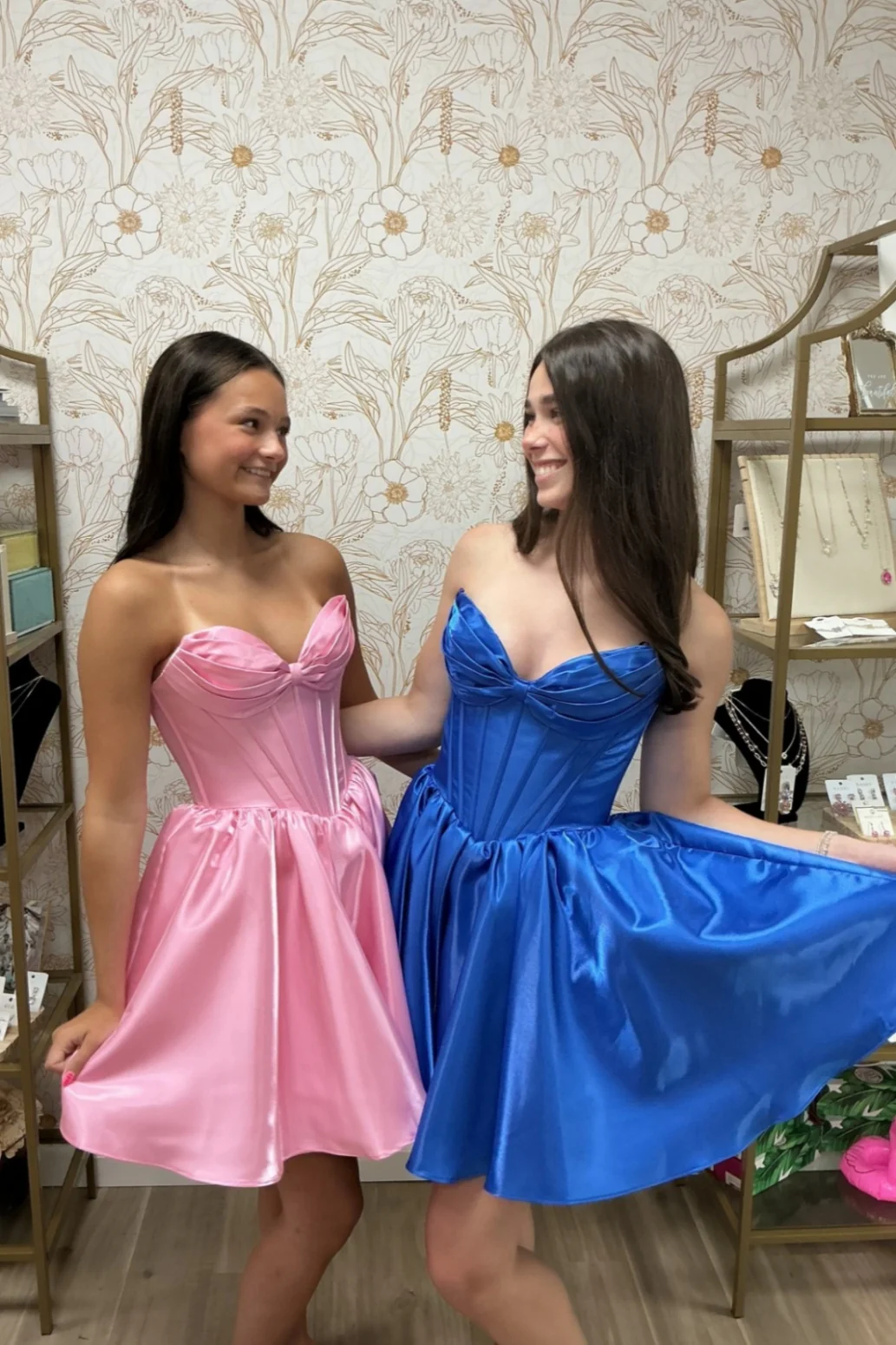 Pink Strapless Corset Sweetheart A-Line Homecoming Dress