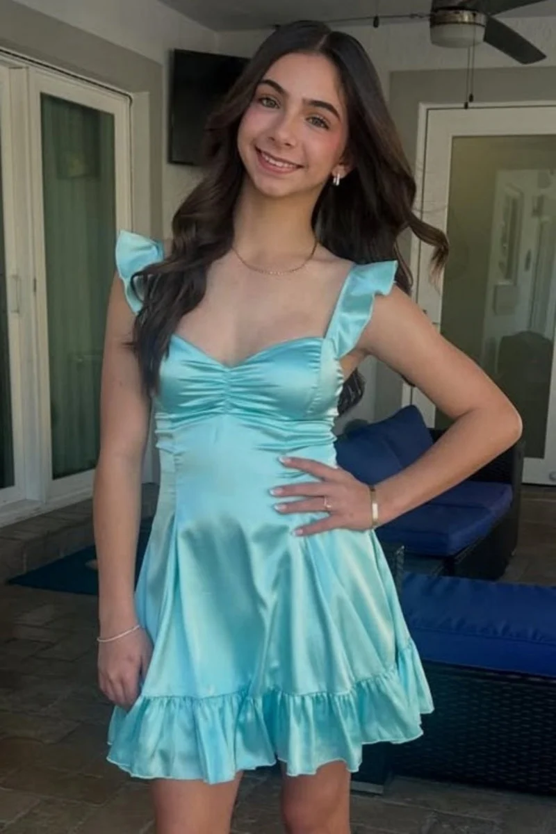 Pink Satin Sweetheart Ruched A-Line Homecoming Dress