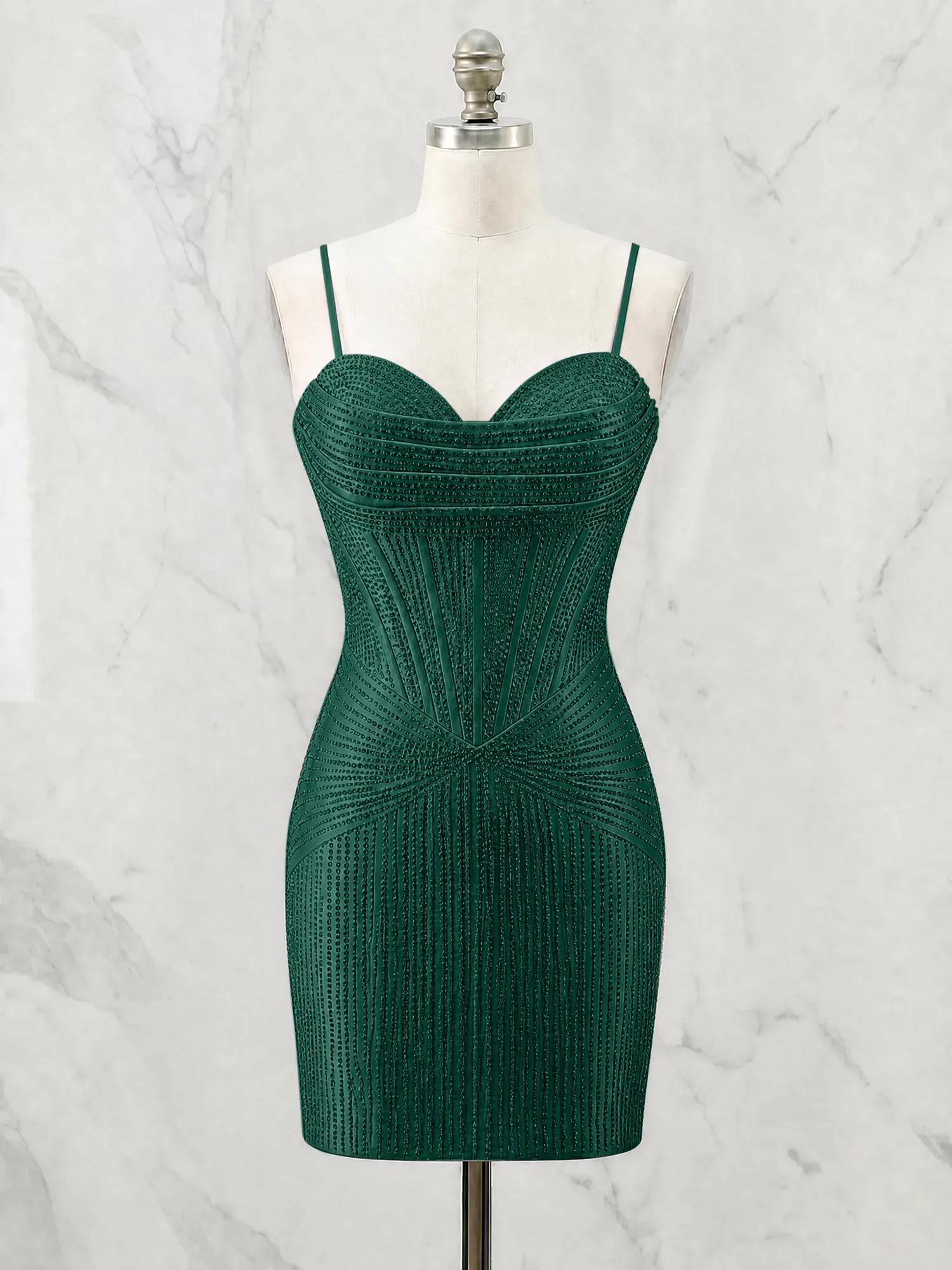 Spaghetti Strap Beaded Corset Homecoming Dress Mini Dress