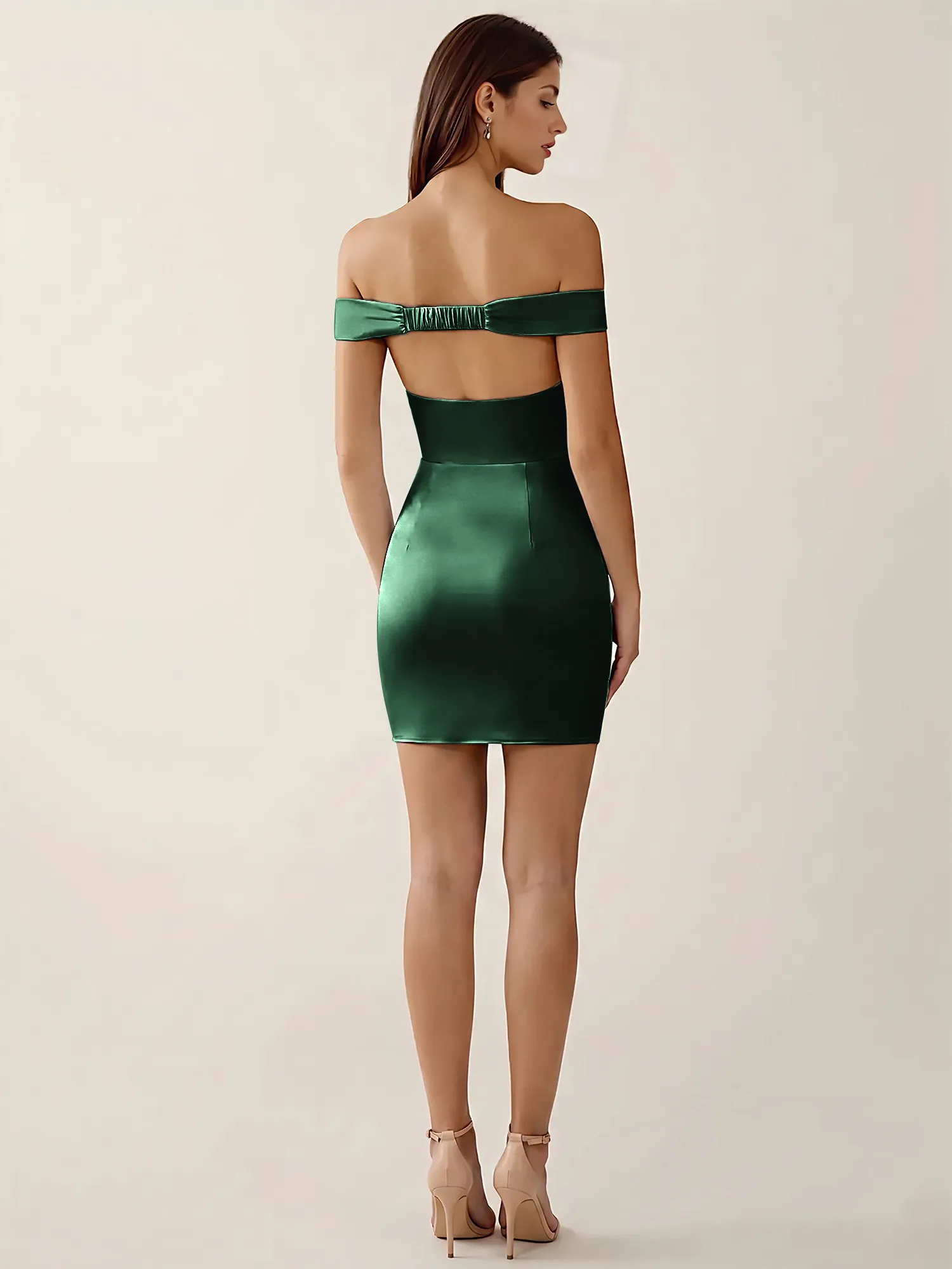 Off-the-Shoulder Satin Bodycon Homecoming Mini Dress