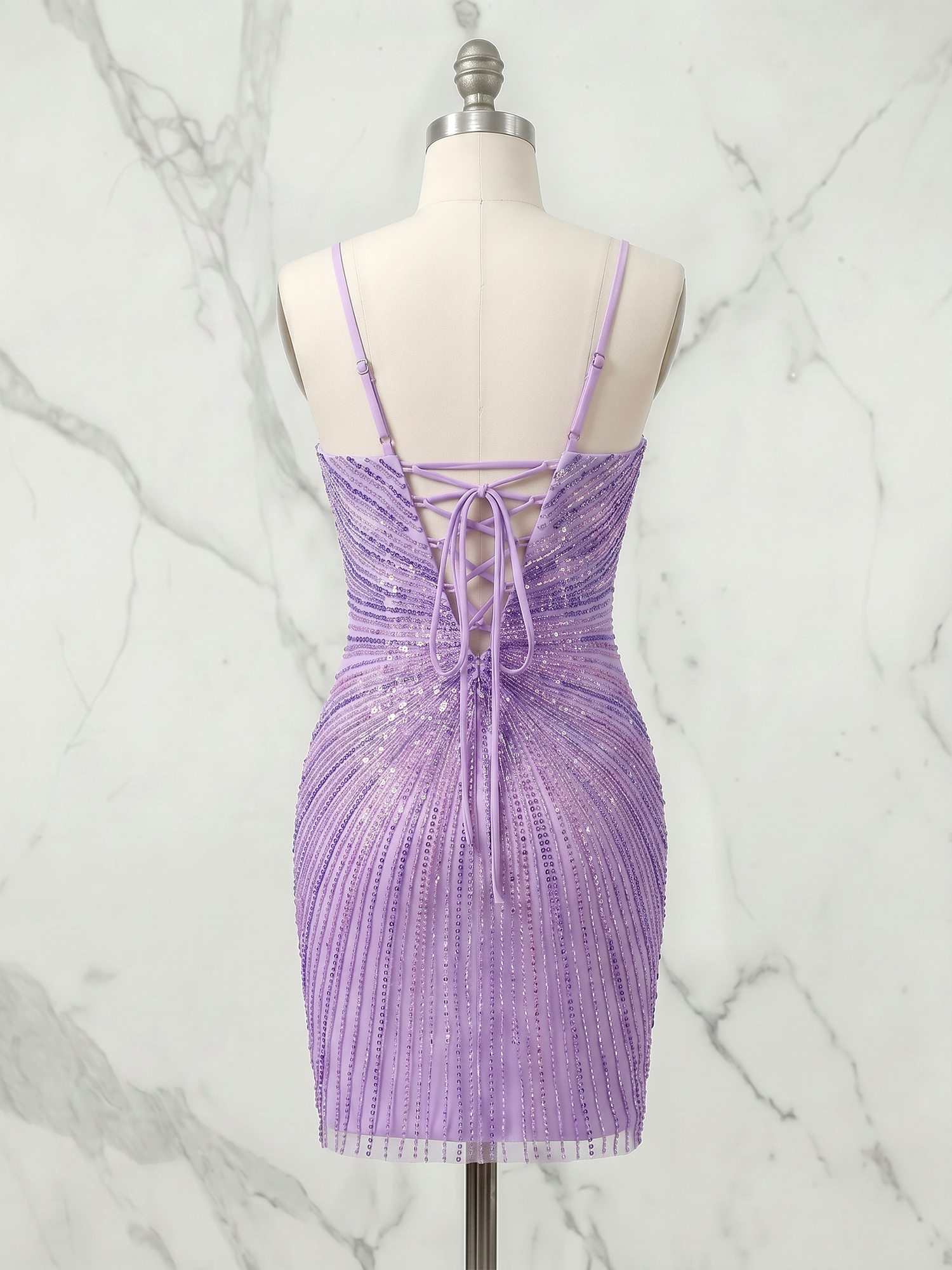 Dazzling Lilac Starburst Sequin Homecoming Mini Dress
