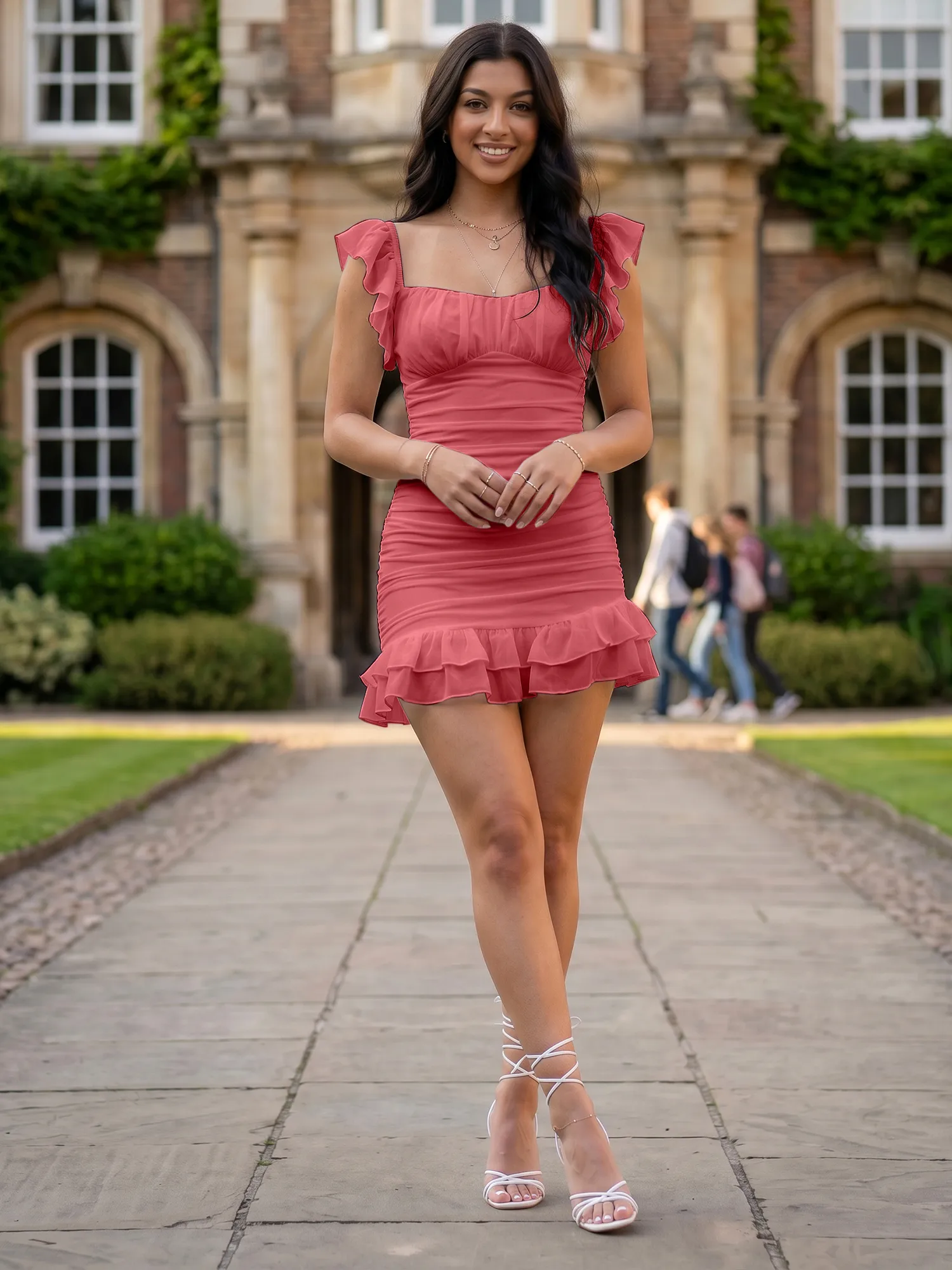 Off-the-Shoulder Ruched Chiffon Bodycon Homecoming Dress