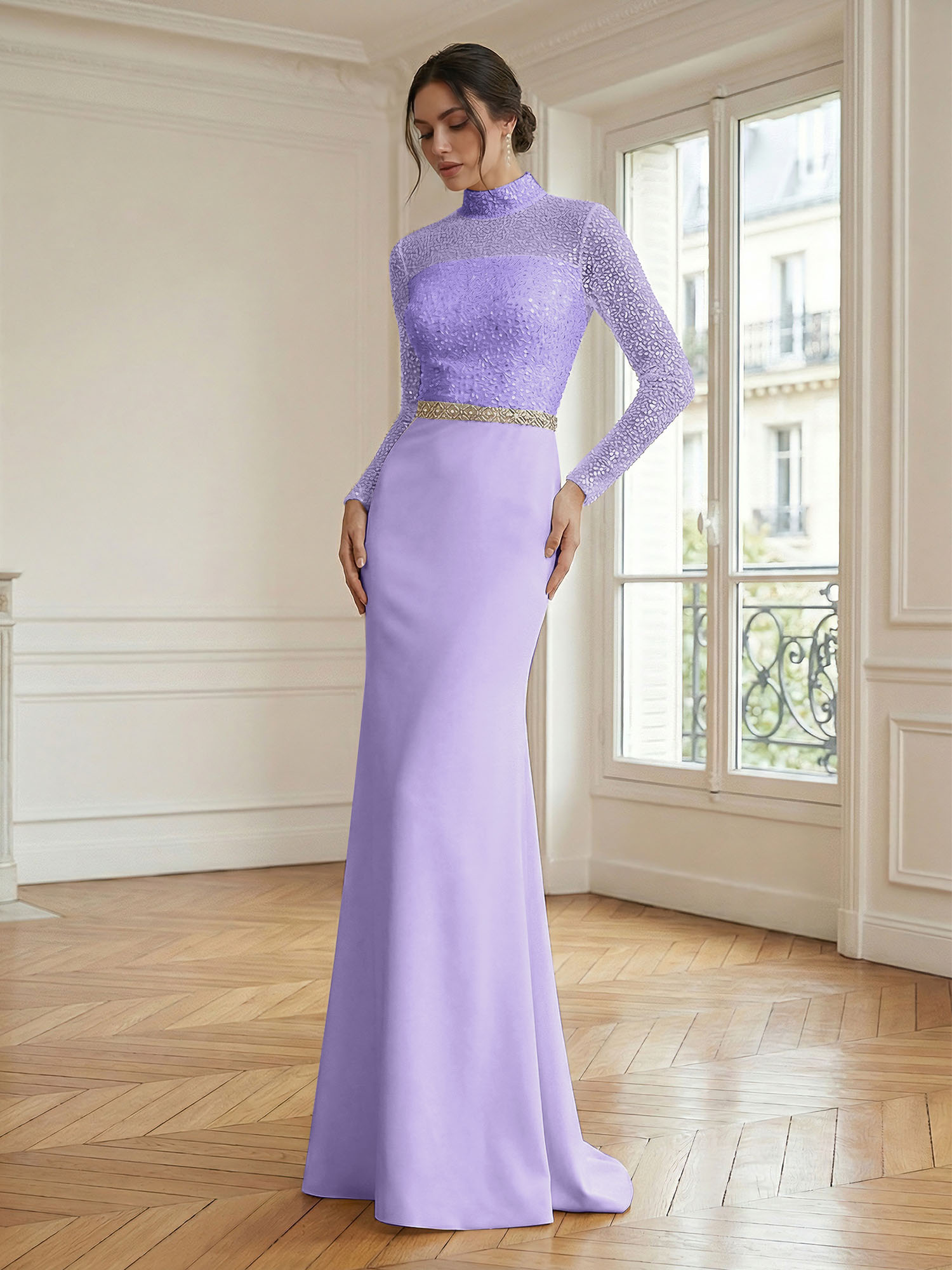 Formal Dress White Sheath Illusion Neck Beaded Chiffon Maxi Dress